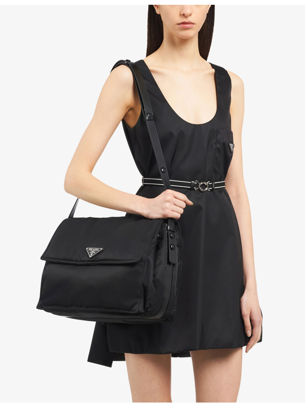 Brand-plaque small recycled-nylon shoulder bag - 6