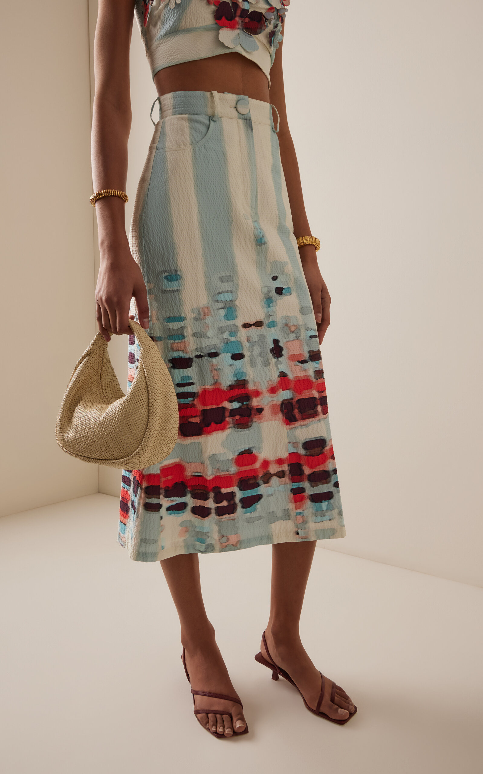 Layan Stretch-Cotton Midi Skirt multi - 3