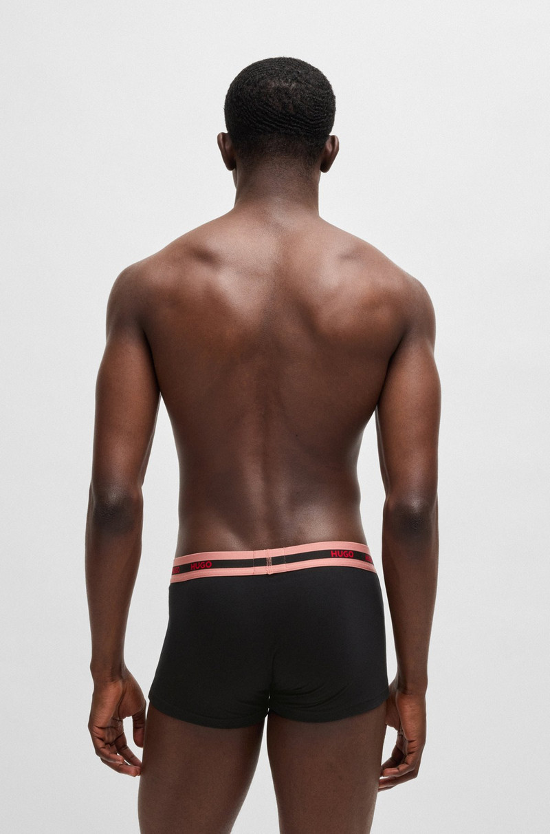HUGO THREE-PACK OF STRETCH-COTTON TRUNKS WITH LOGO WAISTBANDS outlook