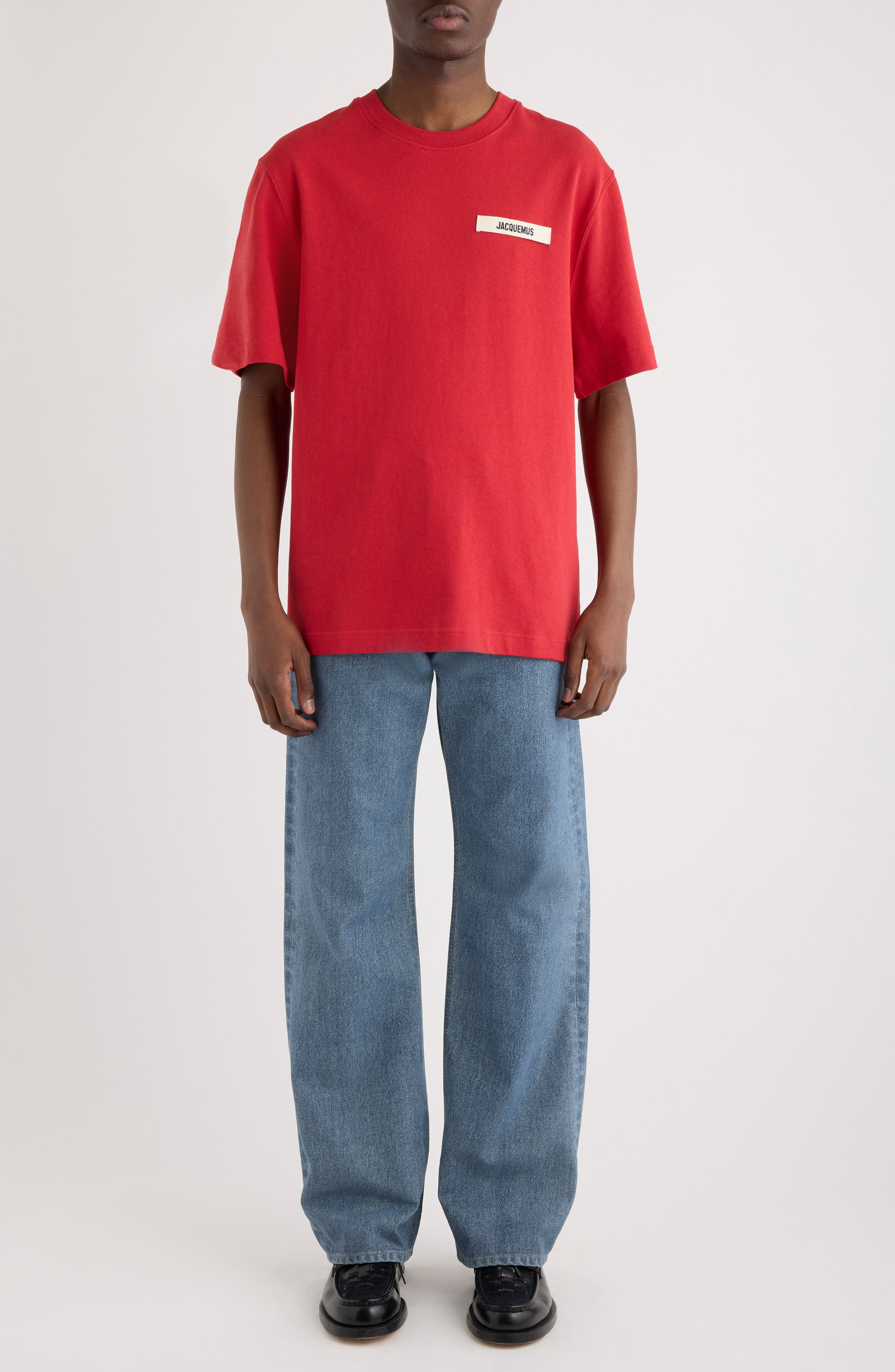 Jacquemus Le T-Shirt Gros Grain Cotton T-Shirt in Dark Red at Nordstrom - 2