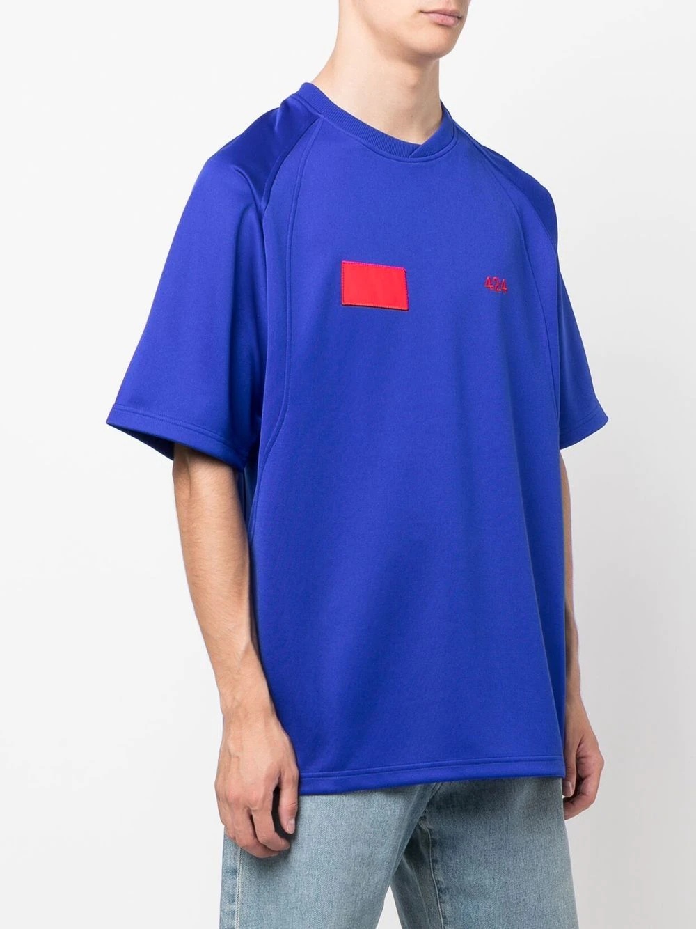 embroidered-logo panelled T-shirt - 3