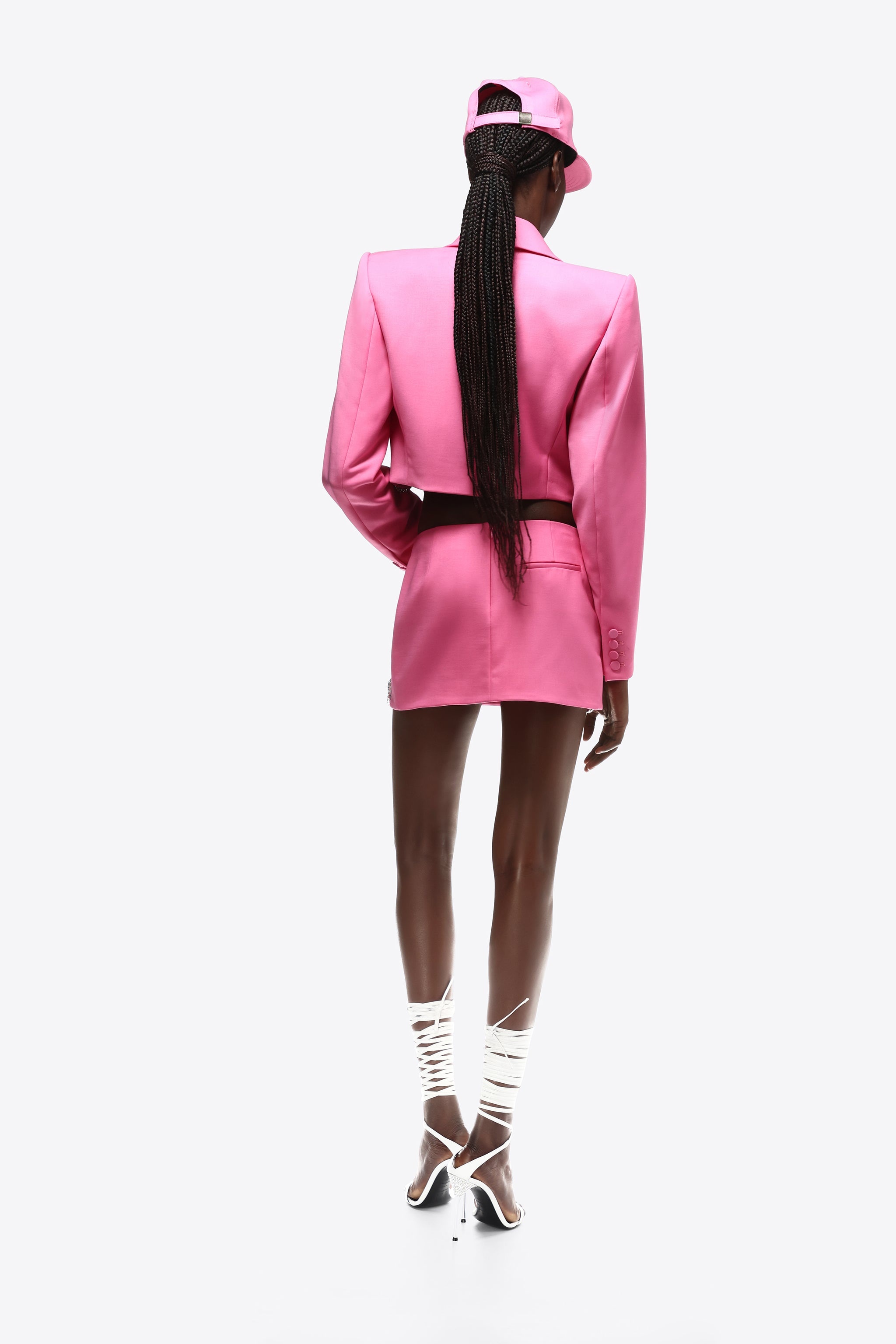 EMBROIDERED BUTTERFLY CROPPED BLAZER - 4
