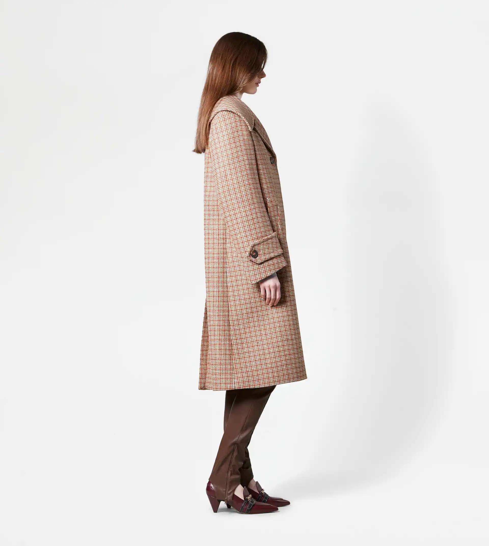 WOOL COAT - BROWN, LIGHT BLUE - 4