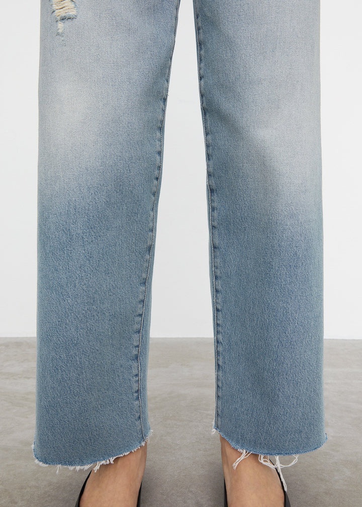 Flare fit denim distressed light blue - 5