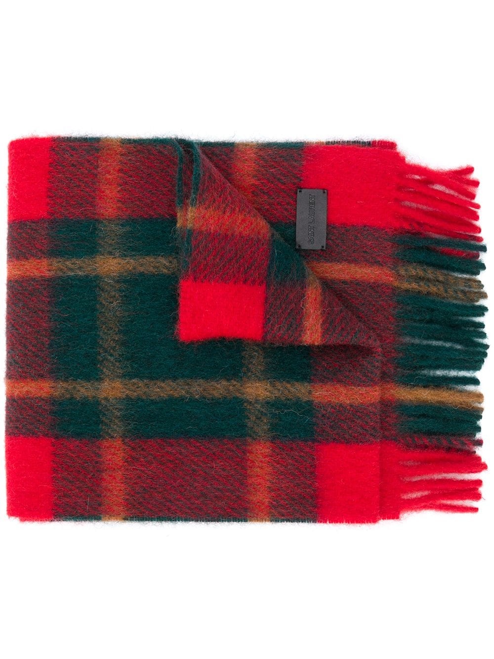 tartan-check fringed scarf - 1