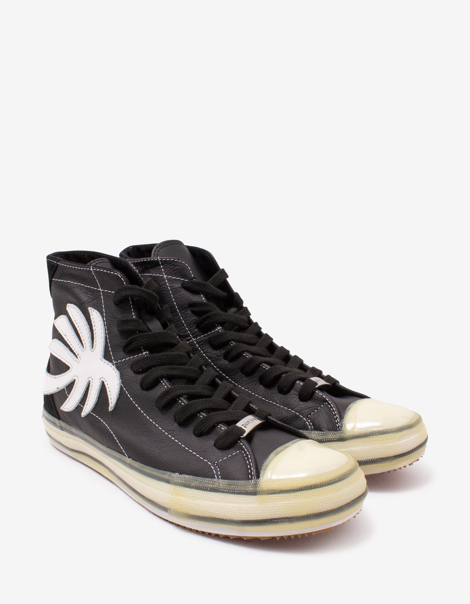 Palm Angels Black Palm Tree High Top Trainers - 1