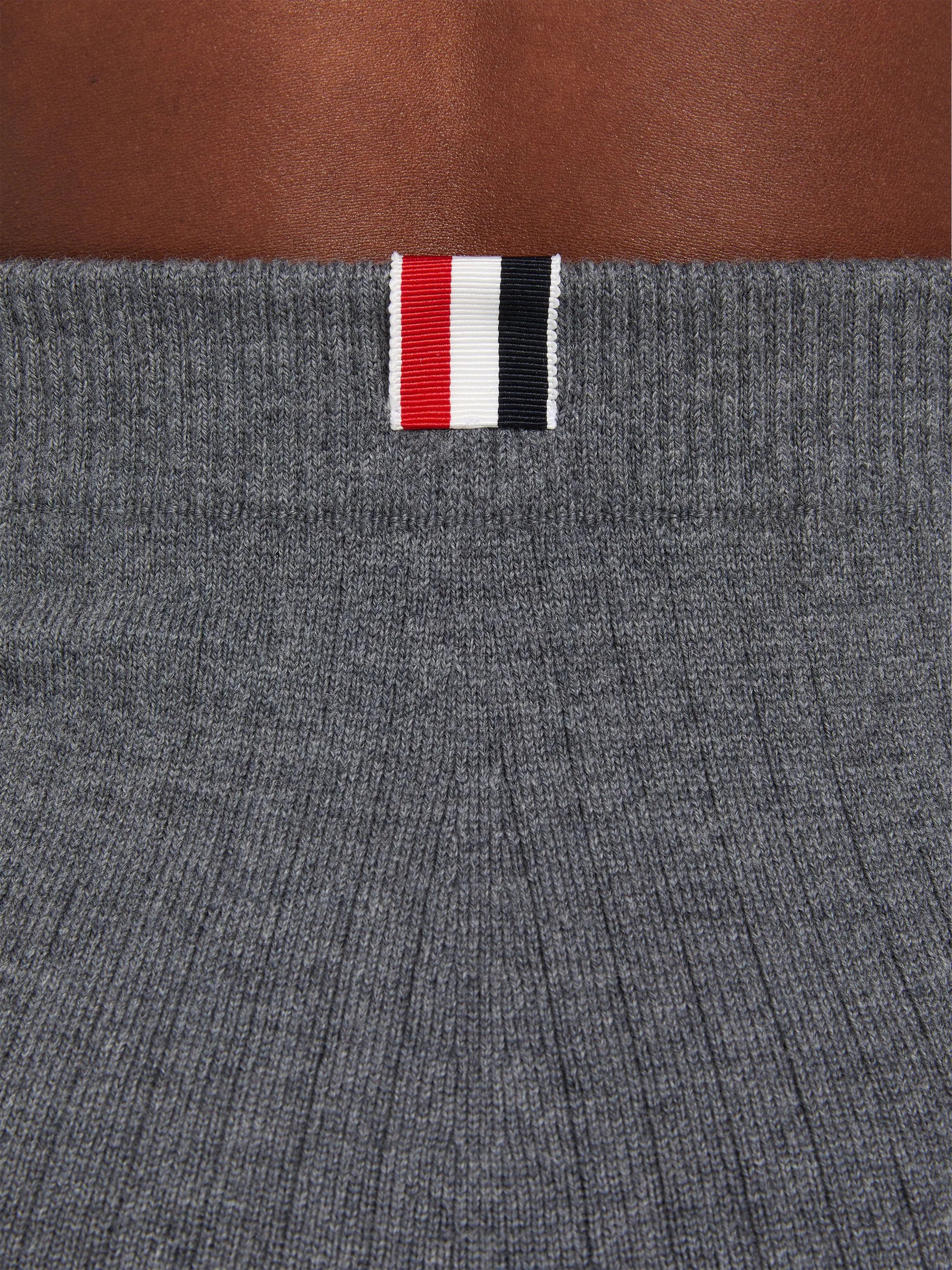 Medium Grey Fine Merino Wool Opaque Rib Tights - 6