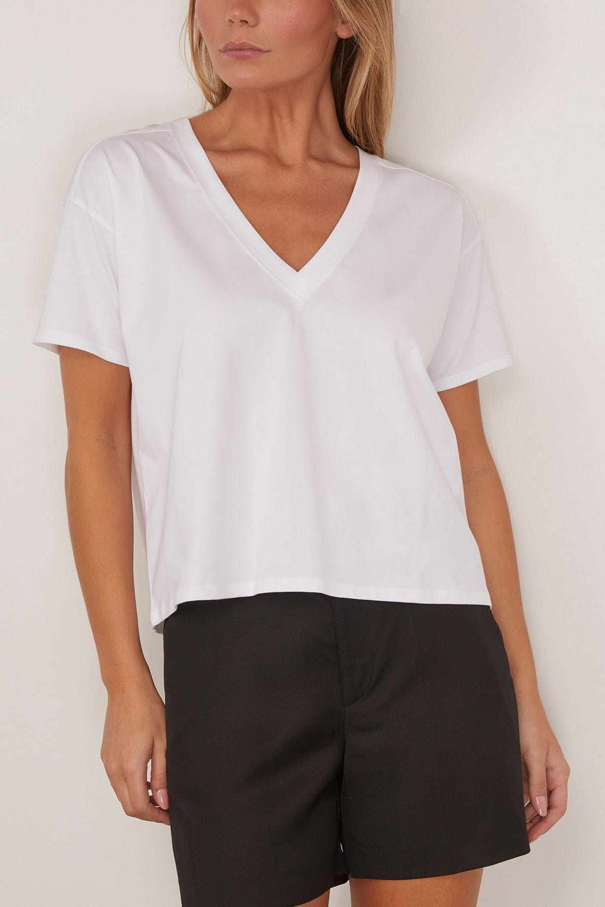 Faaa V-Neck T-Shirt in White - 3