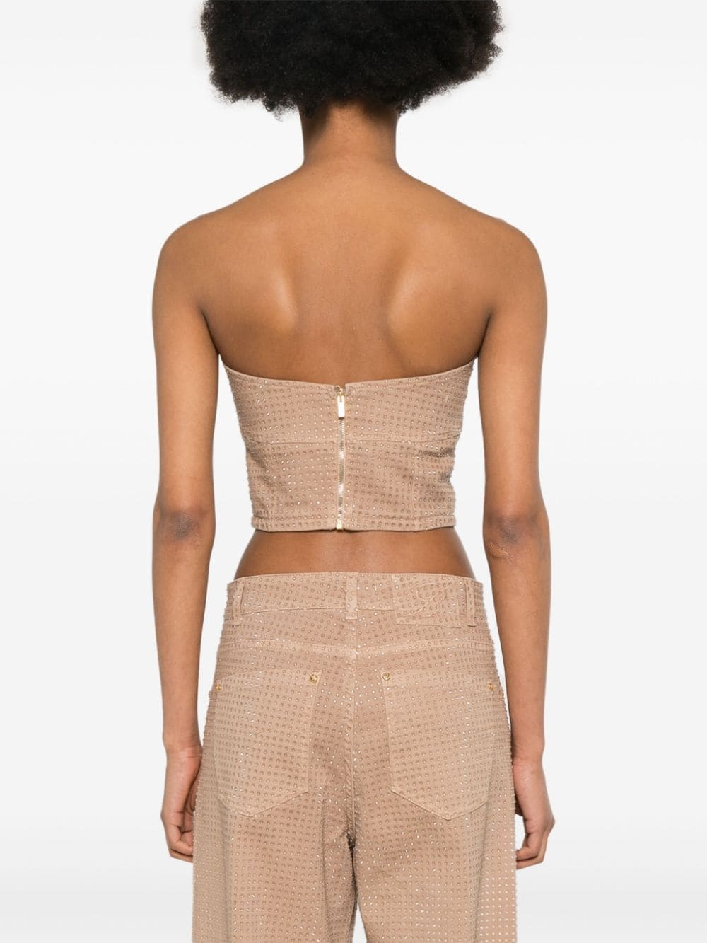 crustal-embellished strapless top - 4