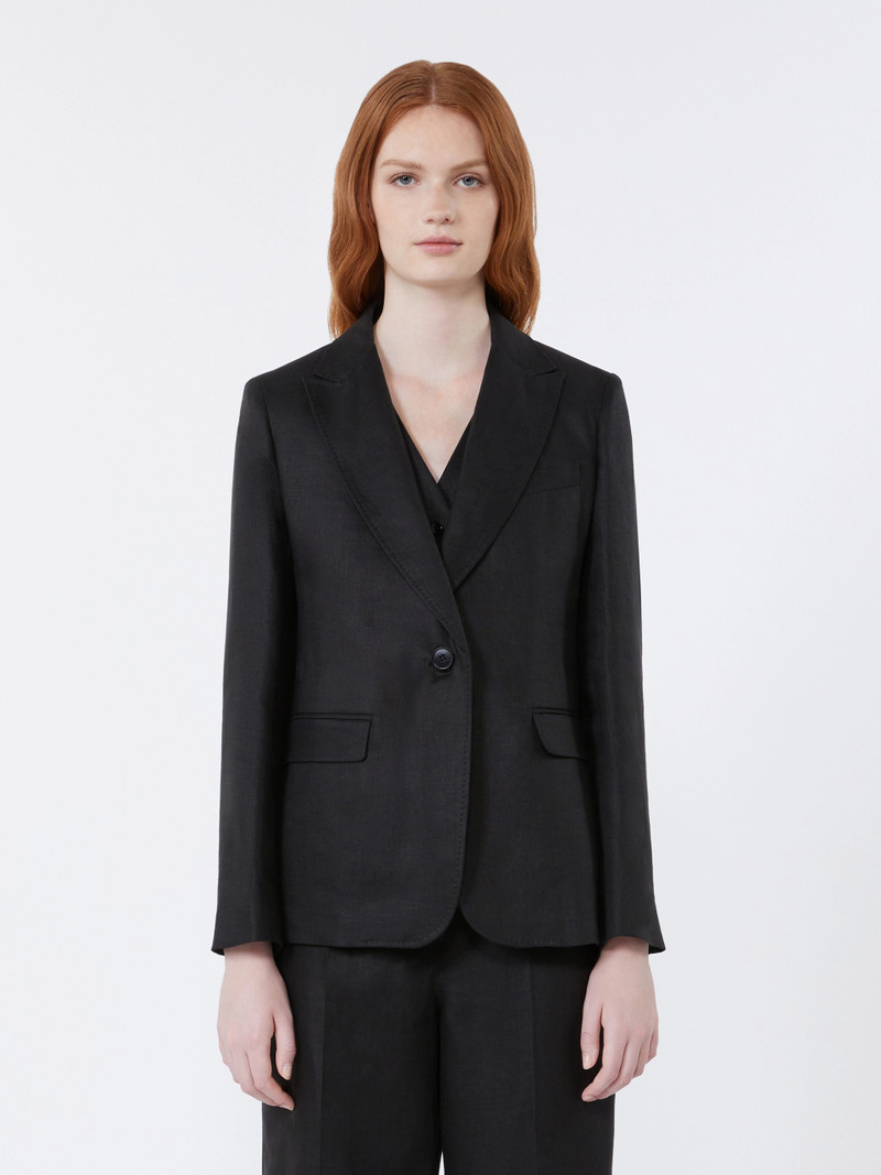 NALUT Linen canvas blazer - BLACK 3