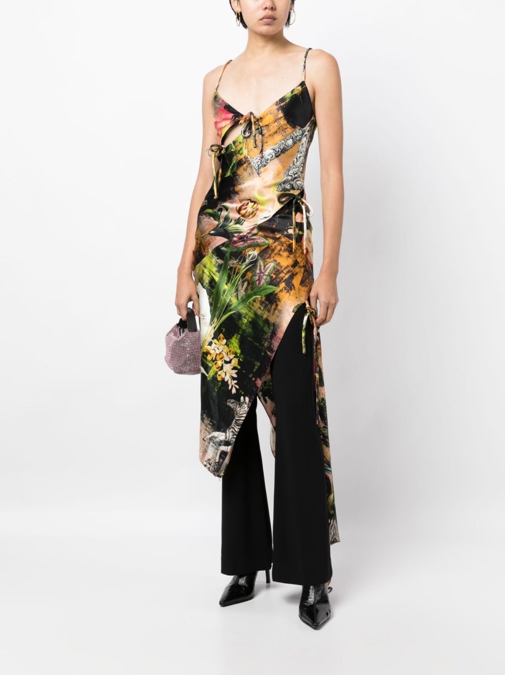 graphic-print asymmetric slip dress - 2