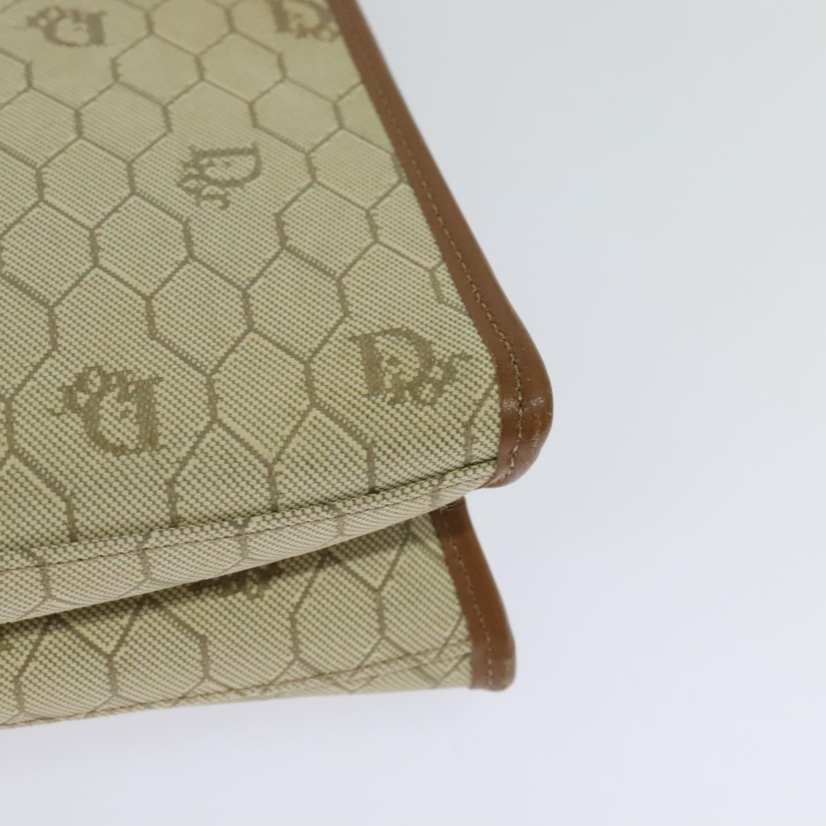DIOR Honeycomb Canvas Hand Bag Leather Beige - 16