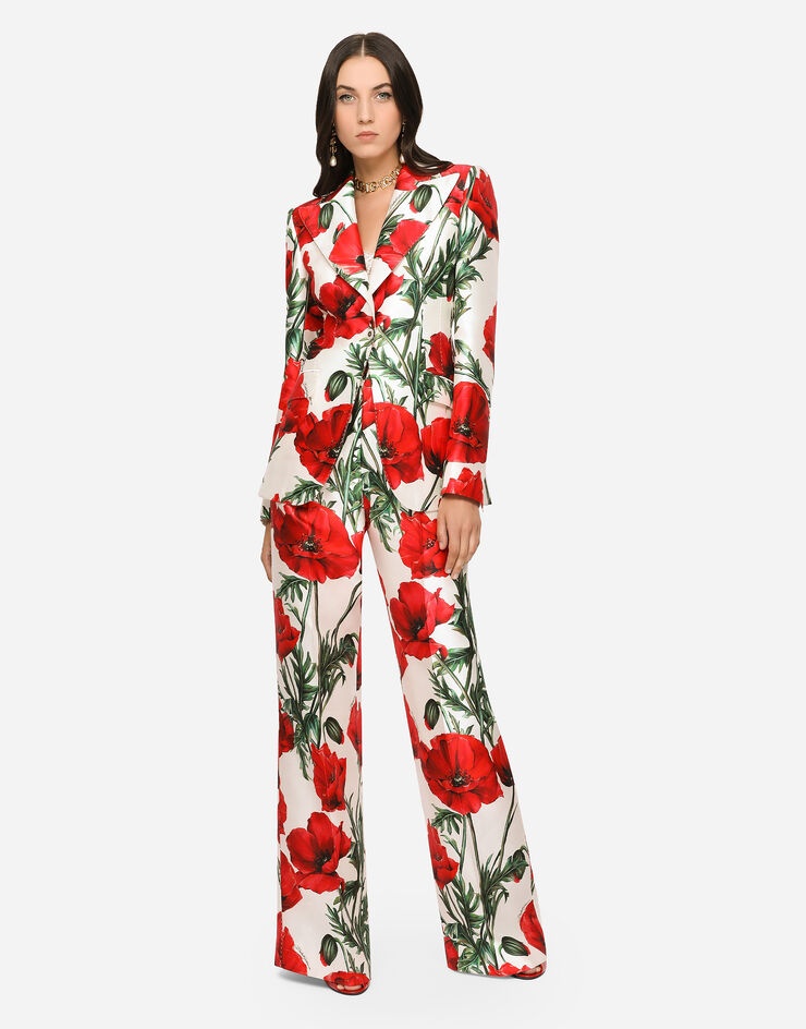 Poppy-print shantung Turlington blazer - 3