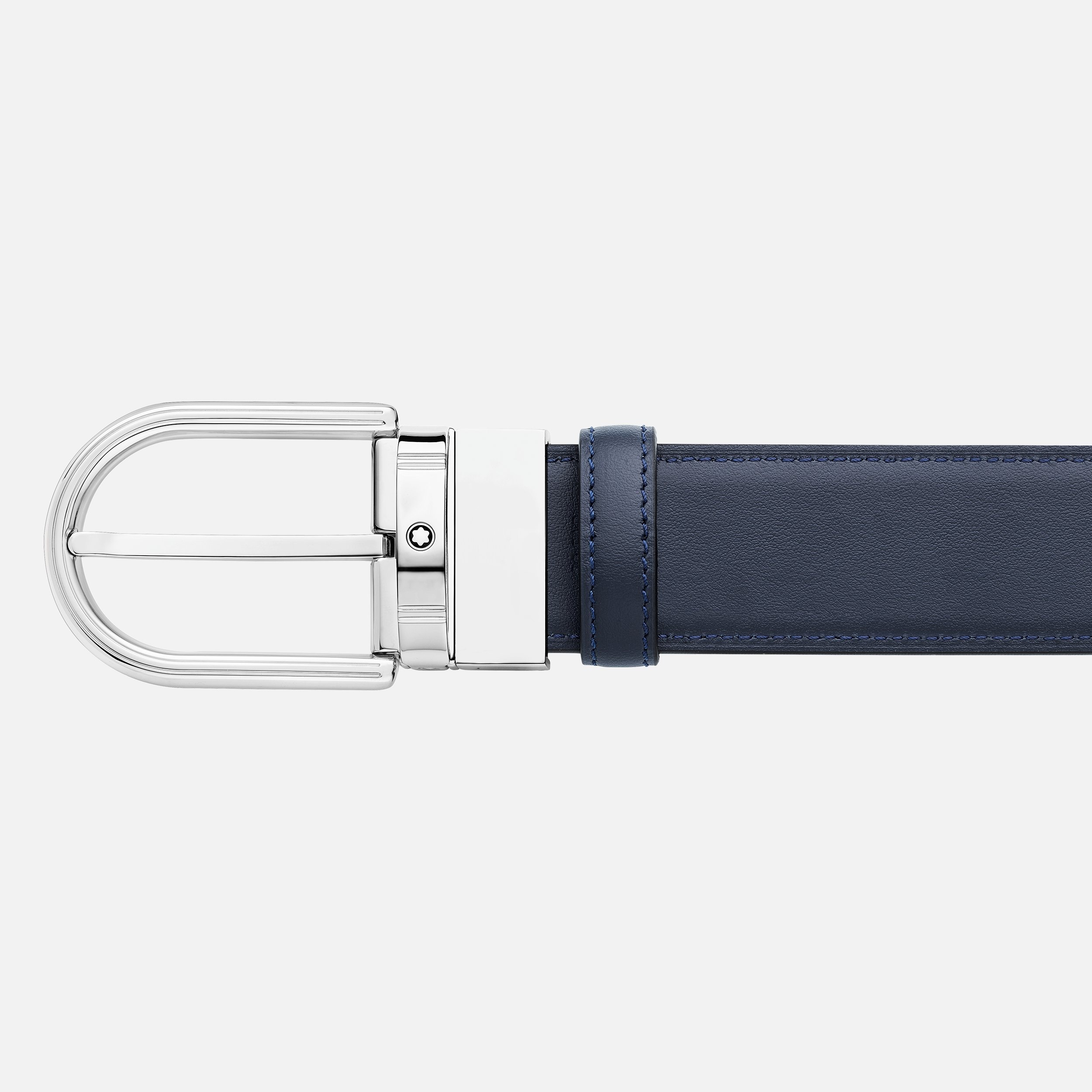 Horseshoe buckle black/navy 35 mm reversible leather belt - 3