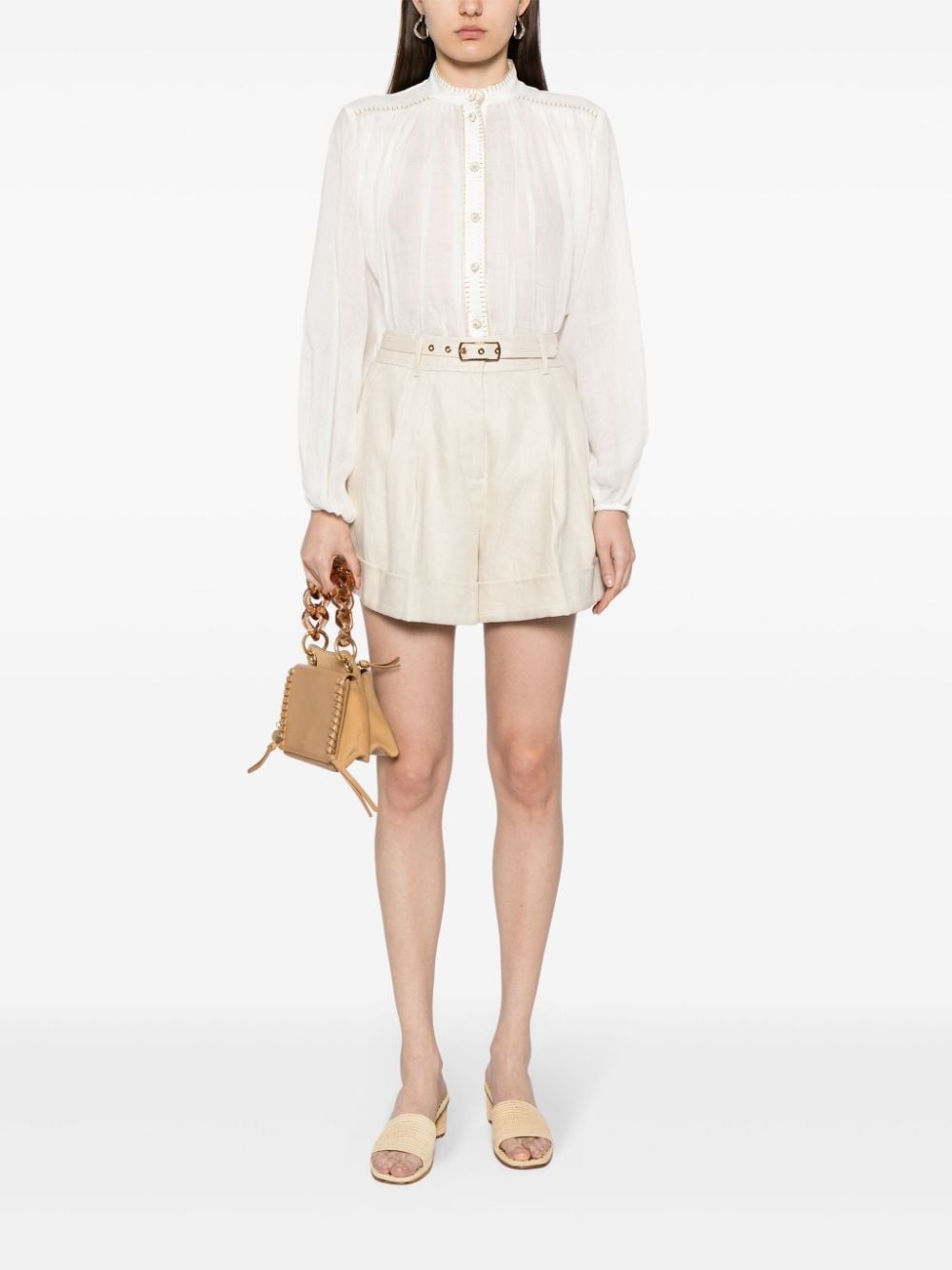 Junie stitch-detail ramie blouse - 2
