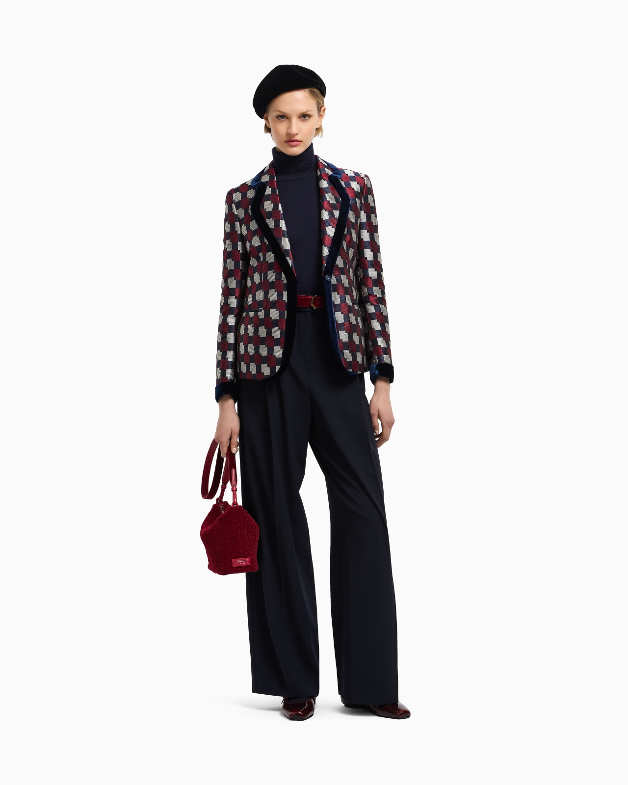 GEOMETRIC JACQUARD BLAZER WITH VELVET DETAILS - 2