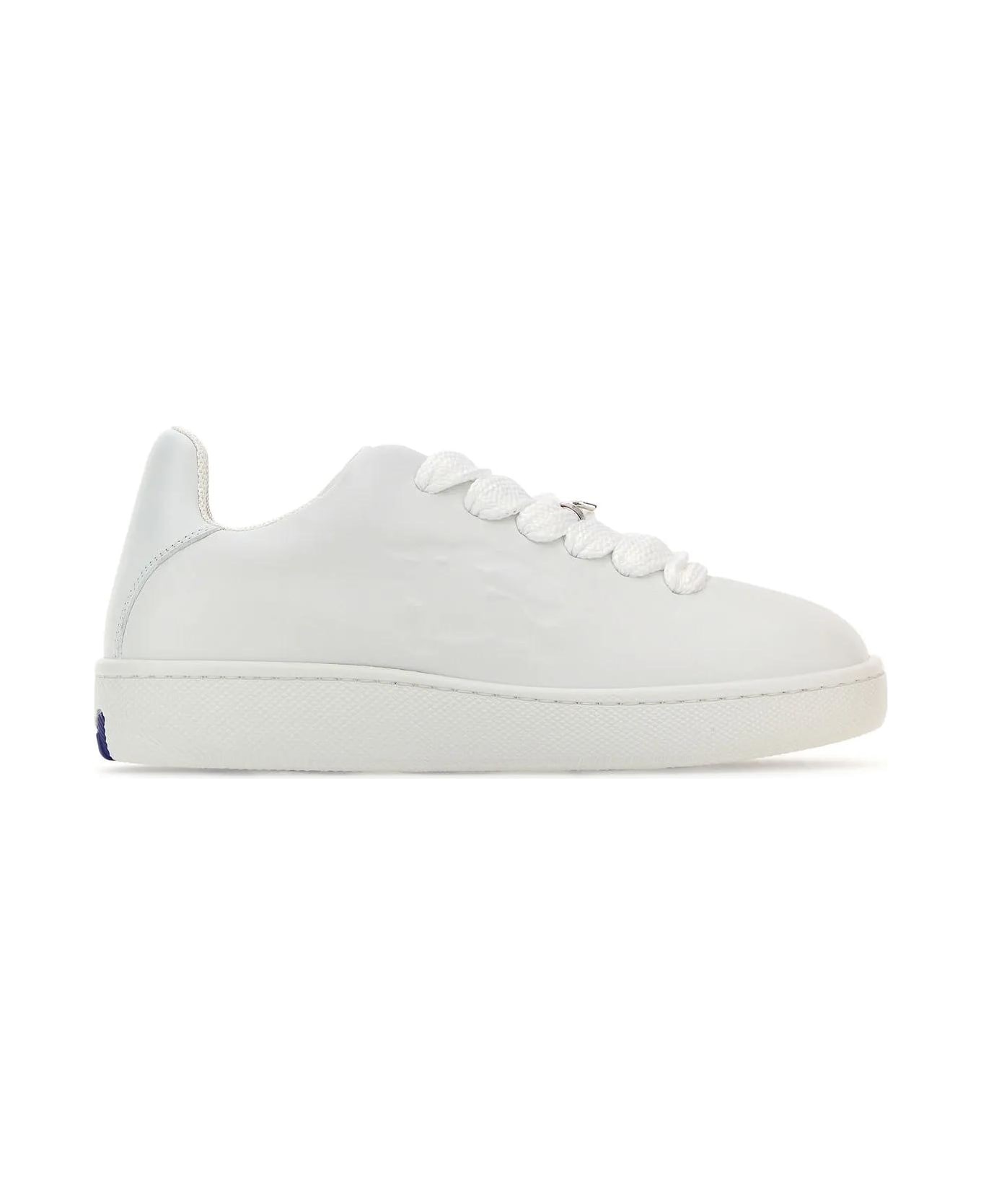 White Leather Box Sneakers - 1