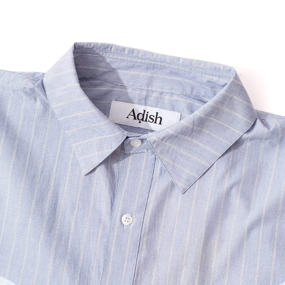 Nafnuf Logo Cotton Striped Shirt 'Light Blue' - 3