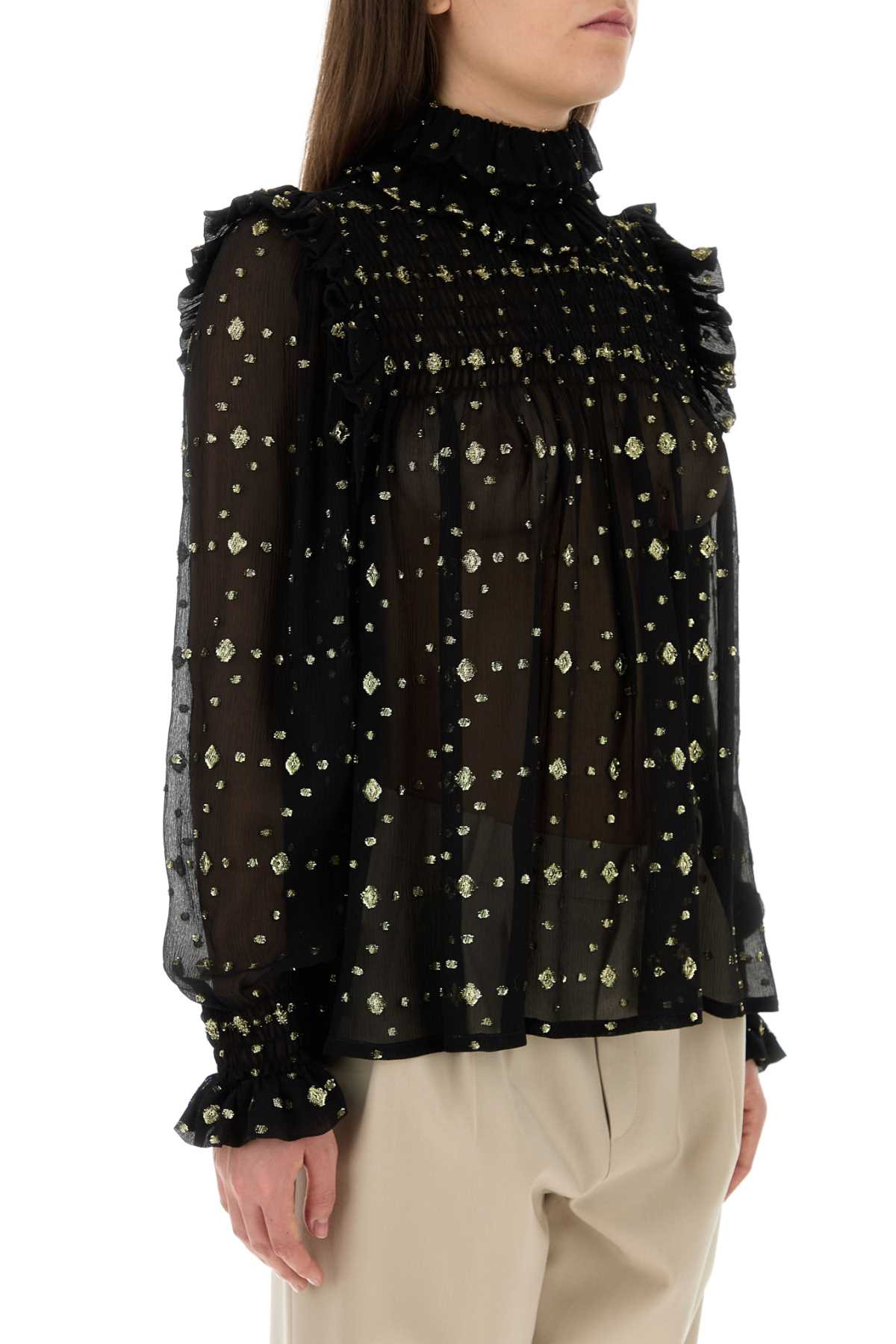 Saint Laurent Women Embroidered Crepe Blouse - 3