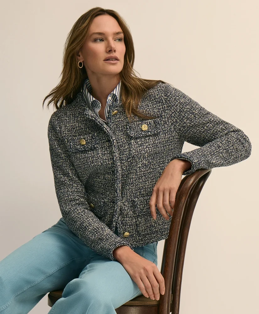 Cotton Blend Tweed Jacket - 1