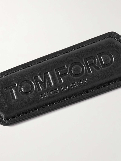 TOM FORD Logo-Debossed Leather and Gold-Tone Key Fob outlook