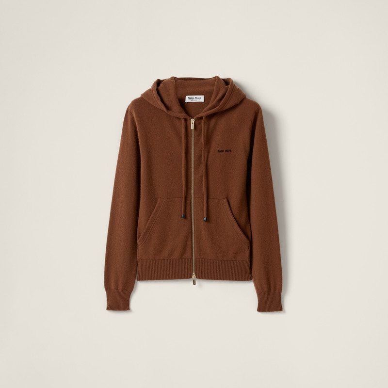Zippered cashmere hoodie jacket 1