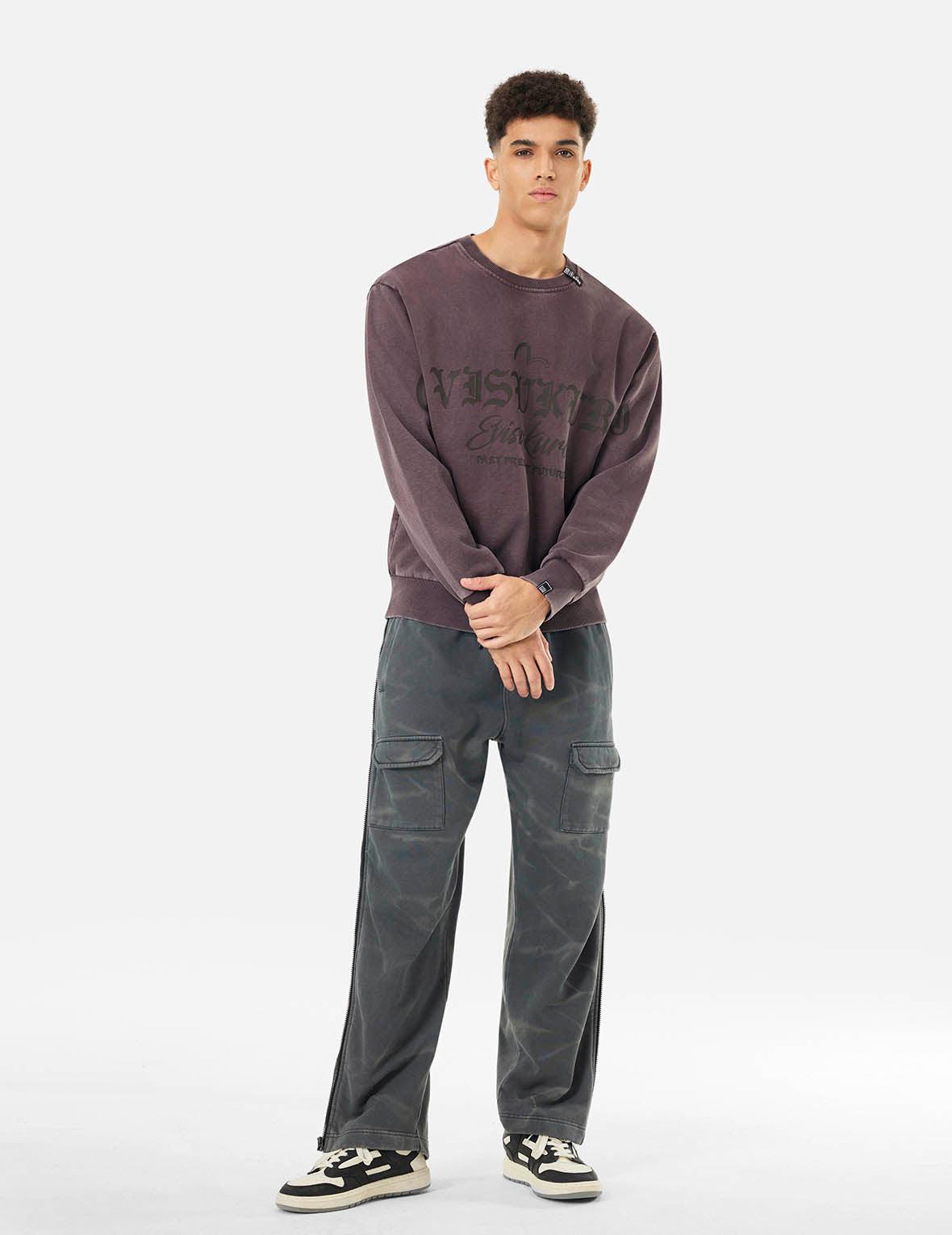 Garment Dyed Multi-Logo Print Relax Fit Sweatshirt - 3