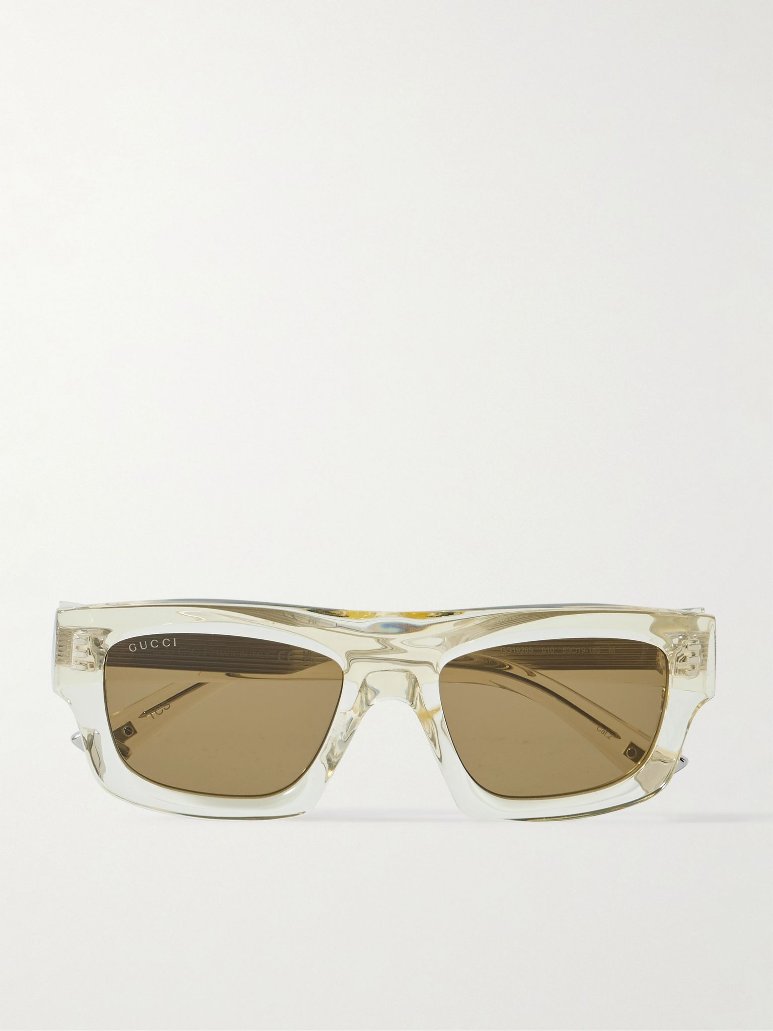 Rectangular-Frame Recycled-Acetate Sunglasses Yellow - 1