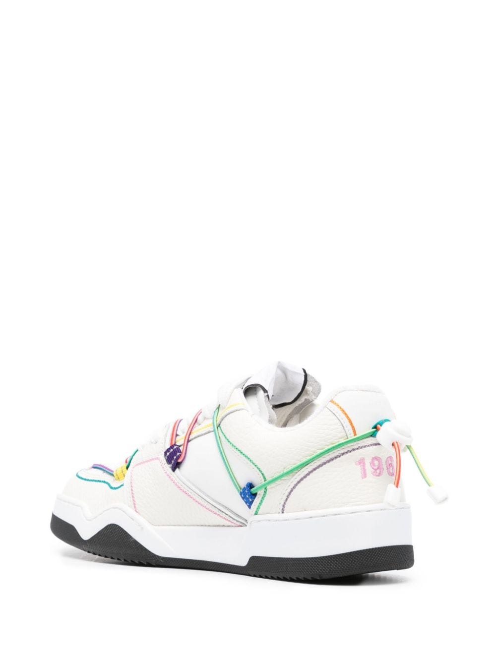 Spiker logo-beaded leather sneakers - 3