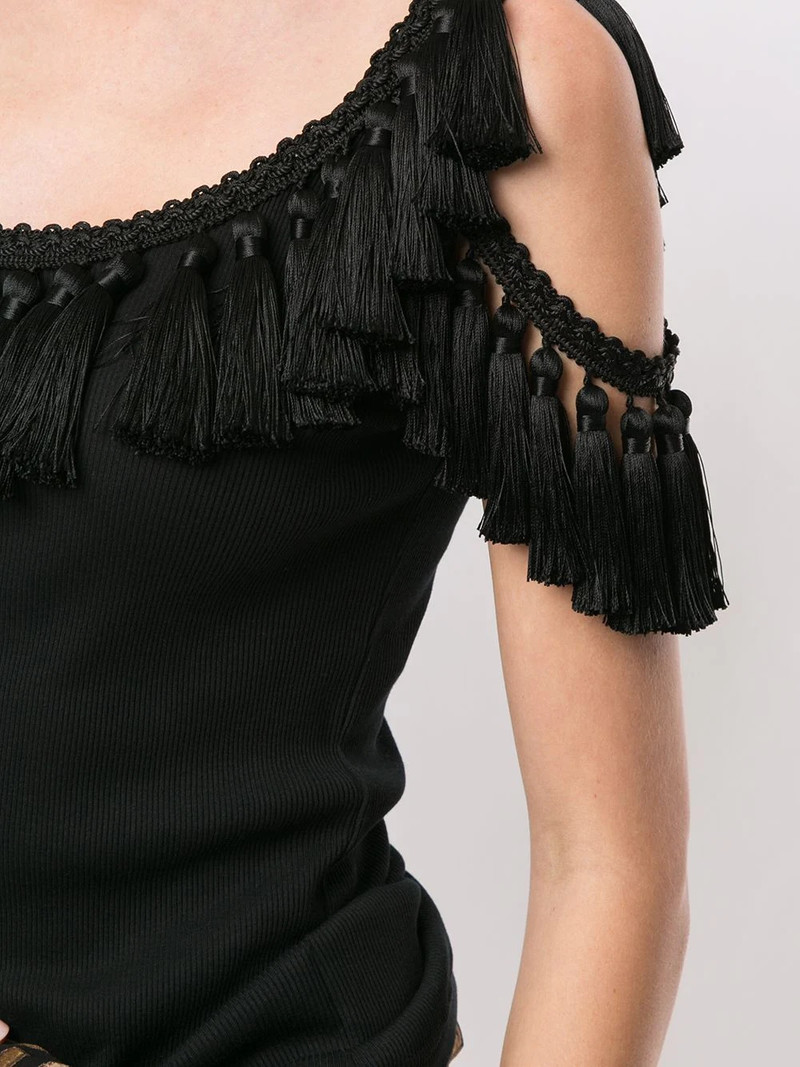 cold shoulder tassel trim vest 5