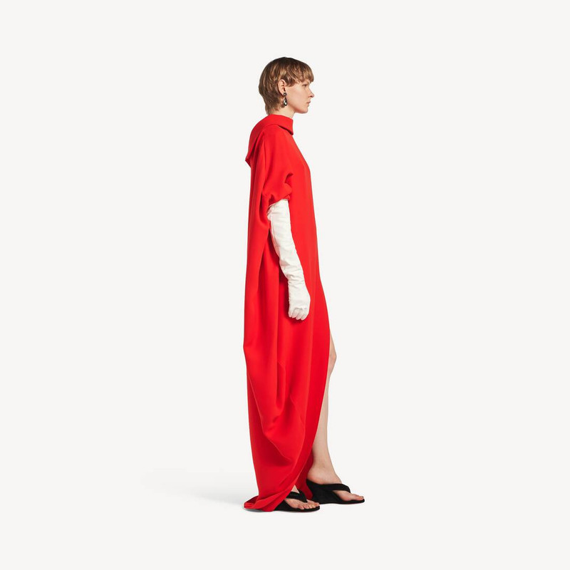 Women's Draped Dress in Sunset Red 3