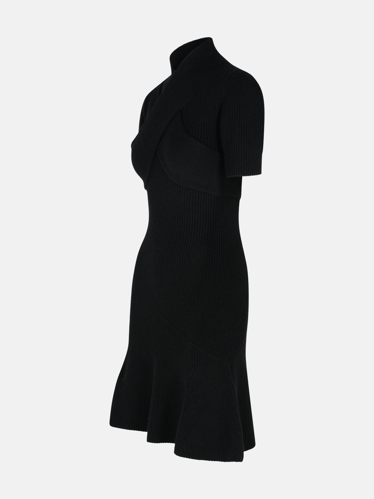 BLACK MERINO WOOL BLEND DRESS - 2