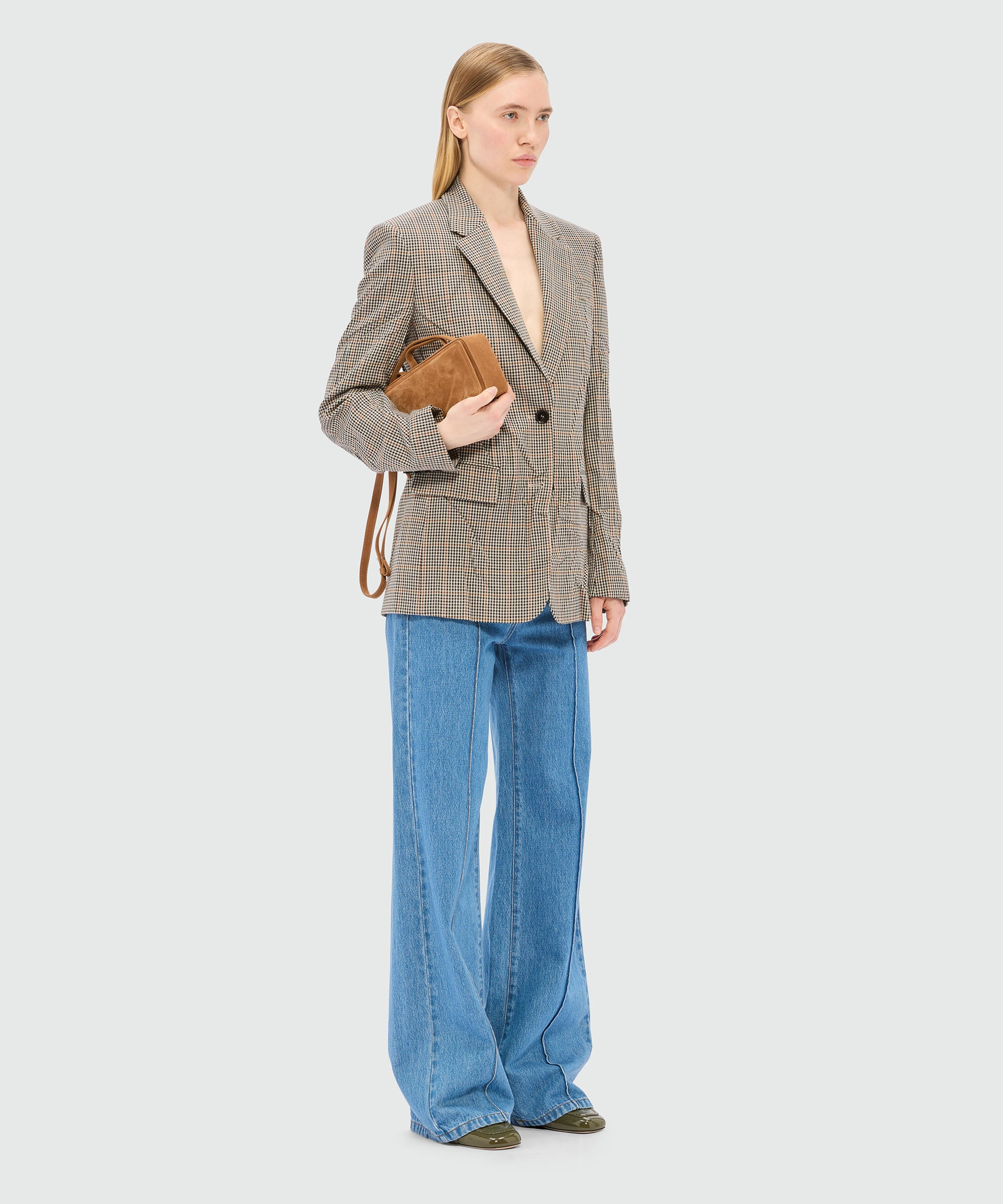 Ivory jacket in micro check with a wrinkled effect - 4