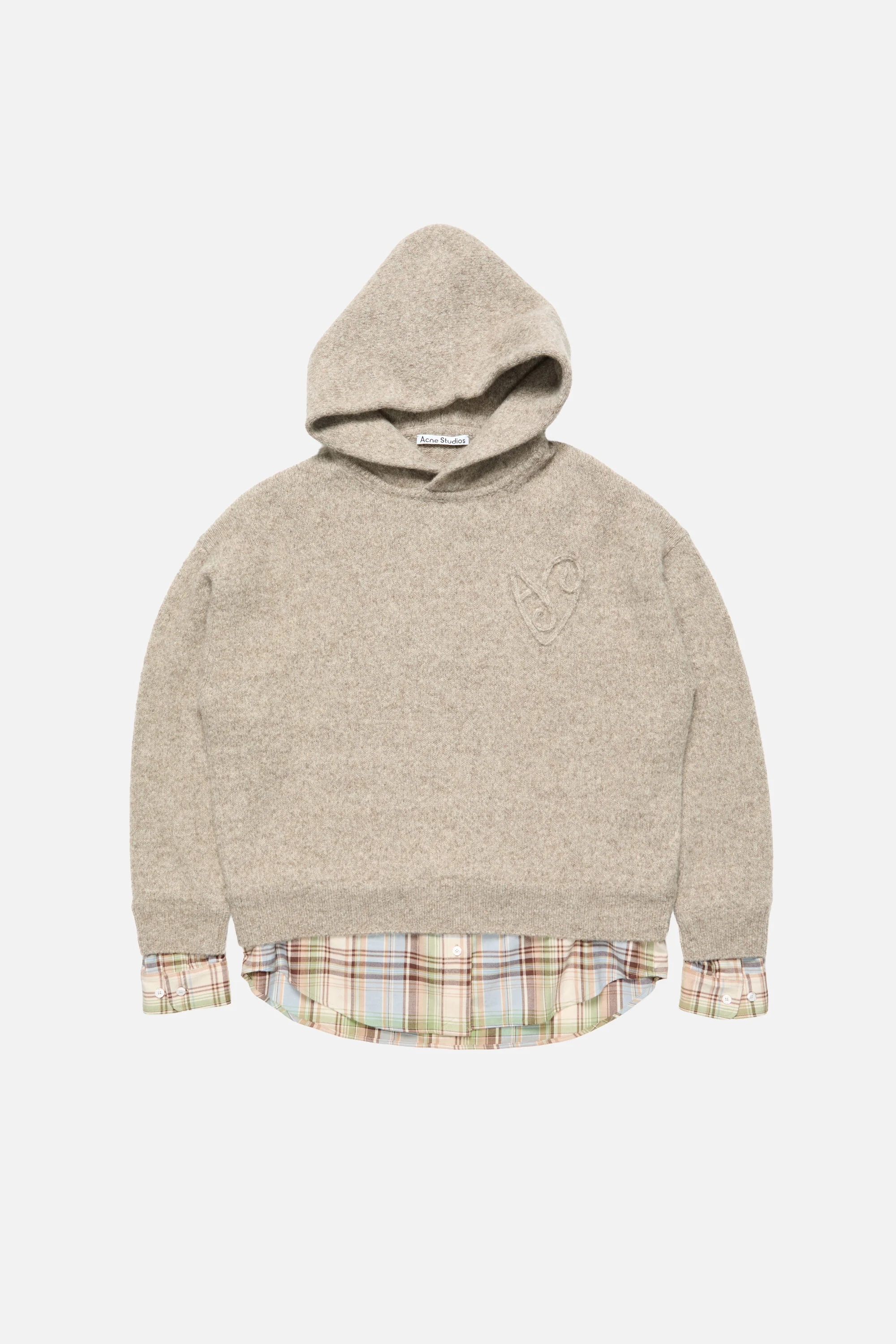 Layered knit hoodie - Medium beige - 1