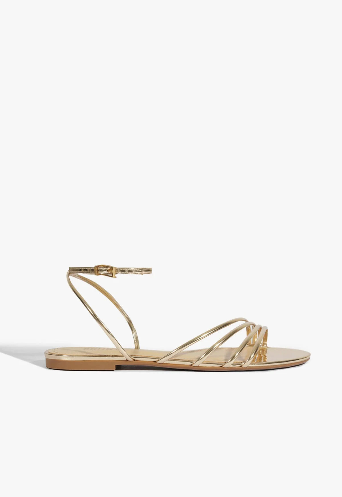 Inez Gold Leather Flat Sandal - 1
