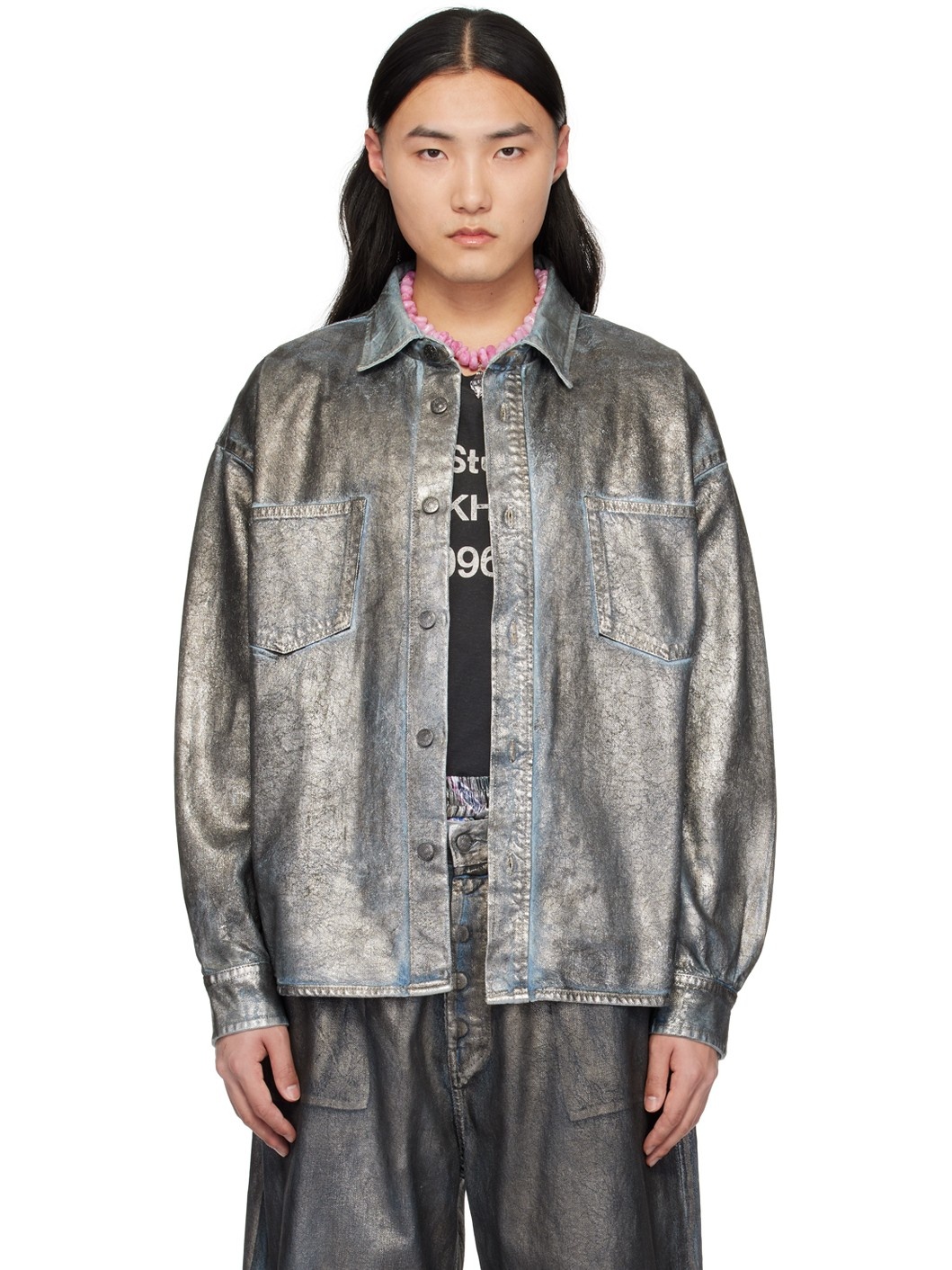 Silver Coated Denim Shirt - 1