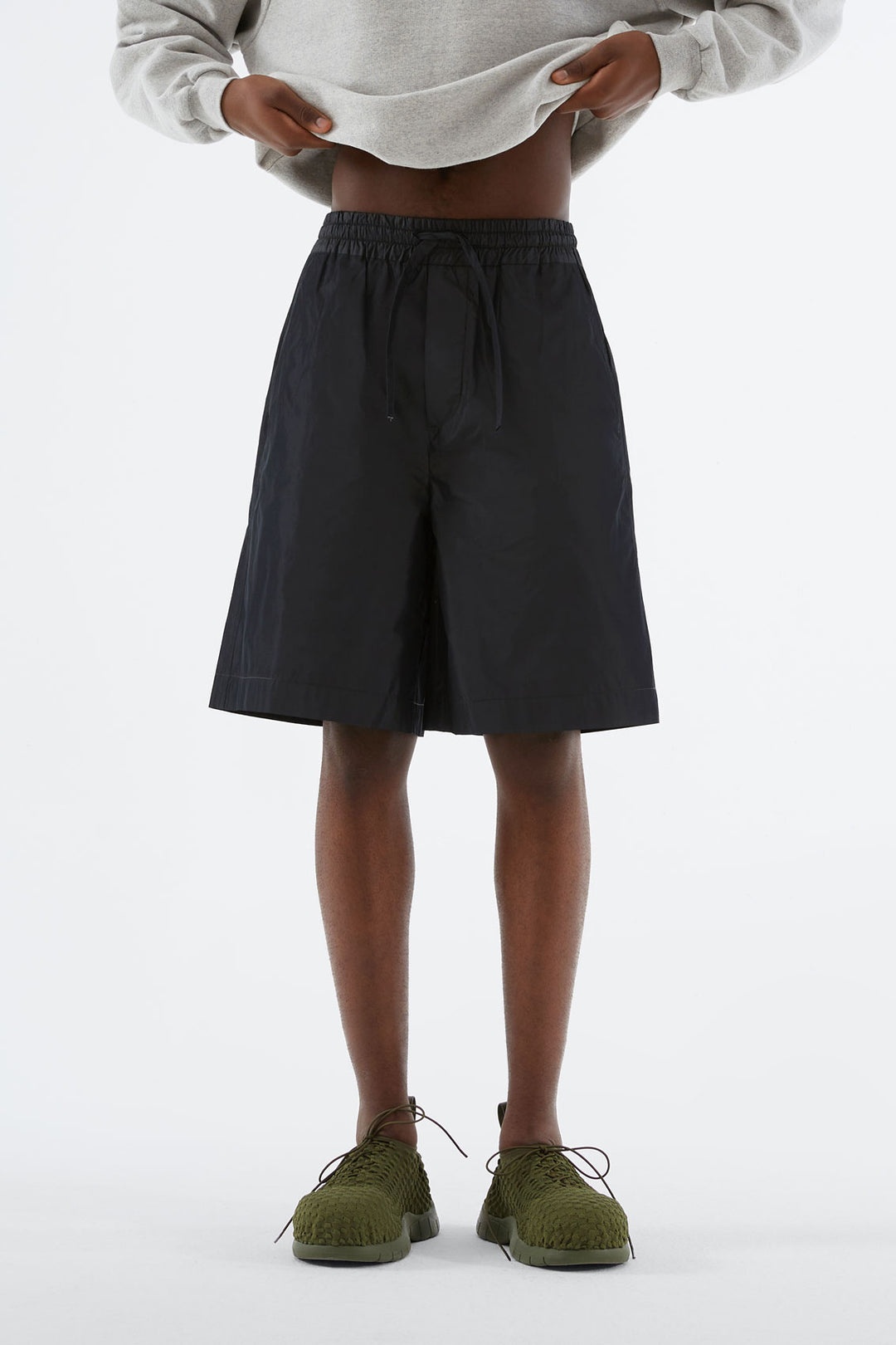 DARK GREY SHORT ELASTIC PANTS - 1