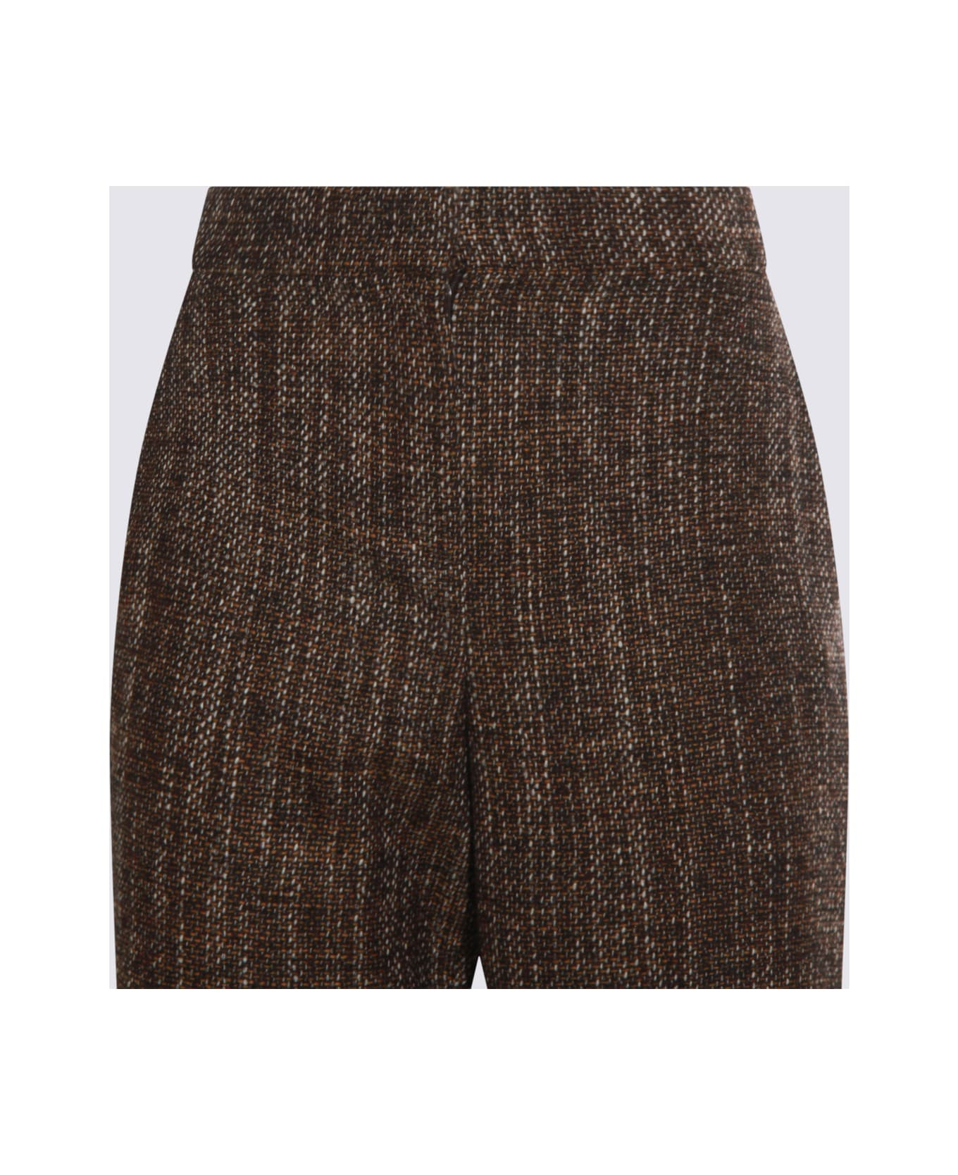 Rust Wool Flared Pants - 4