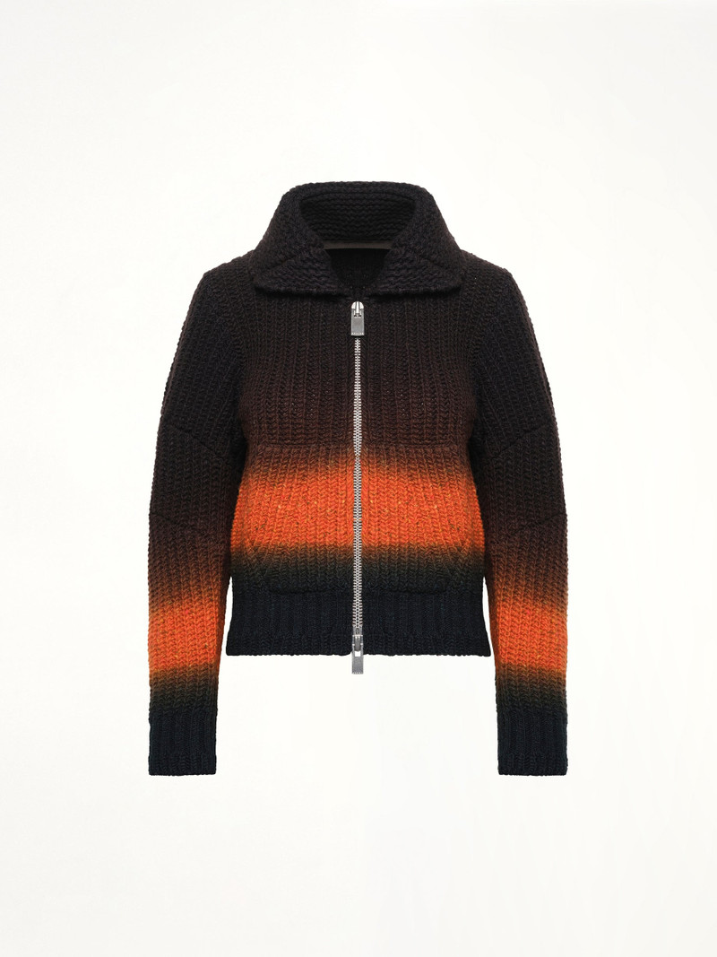 sacai Garment Dye Wool Knit Blouson in Brown outlook