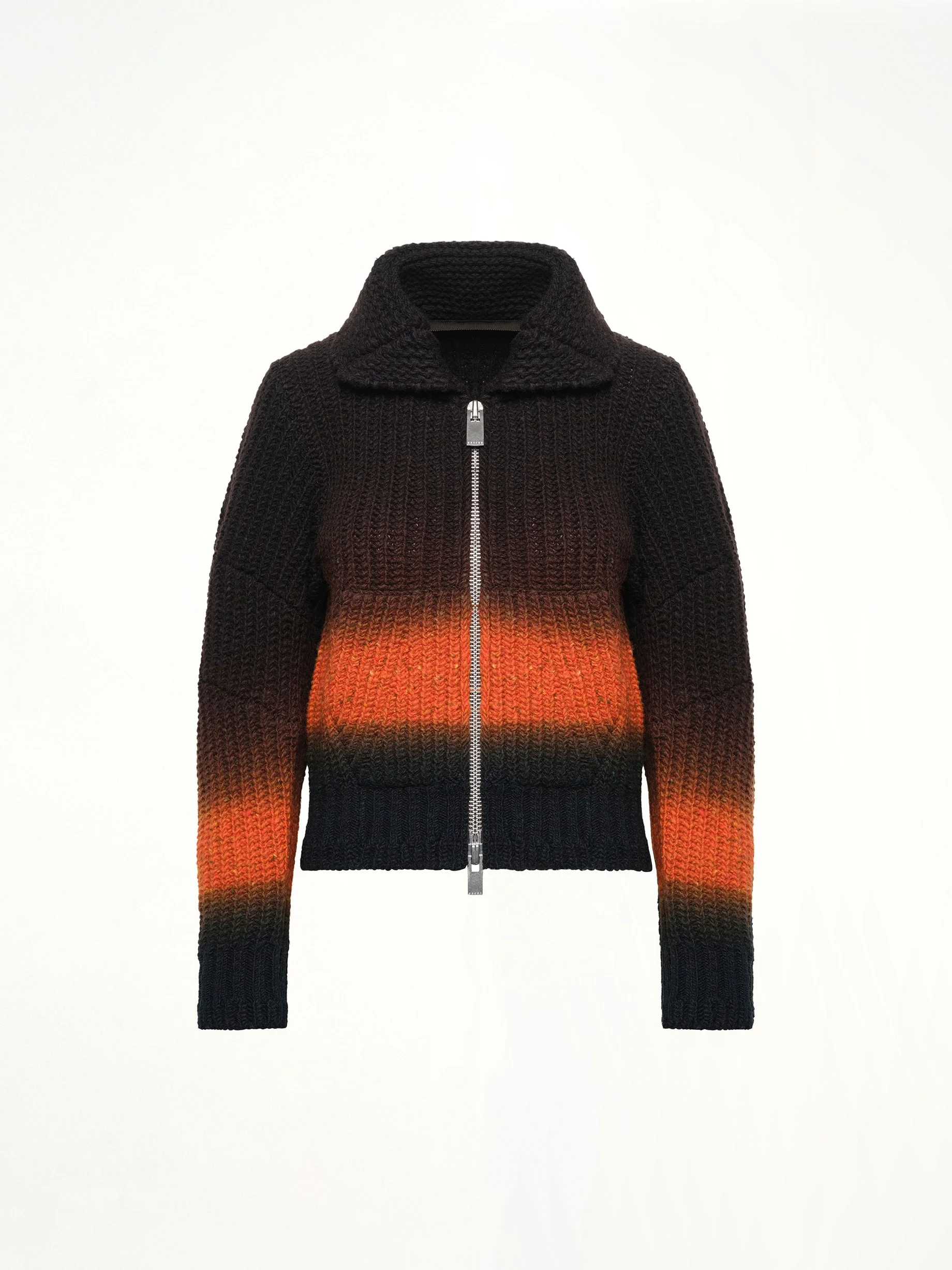 sacai Garment Dye Wool Knit Blouson in Brown - 2508050 601