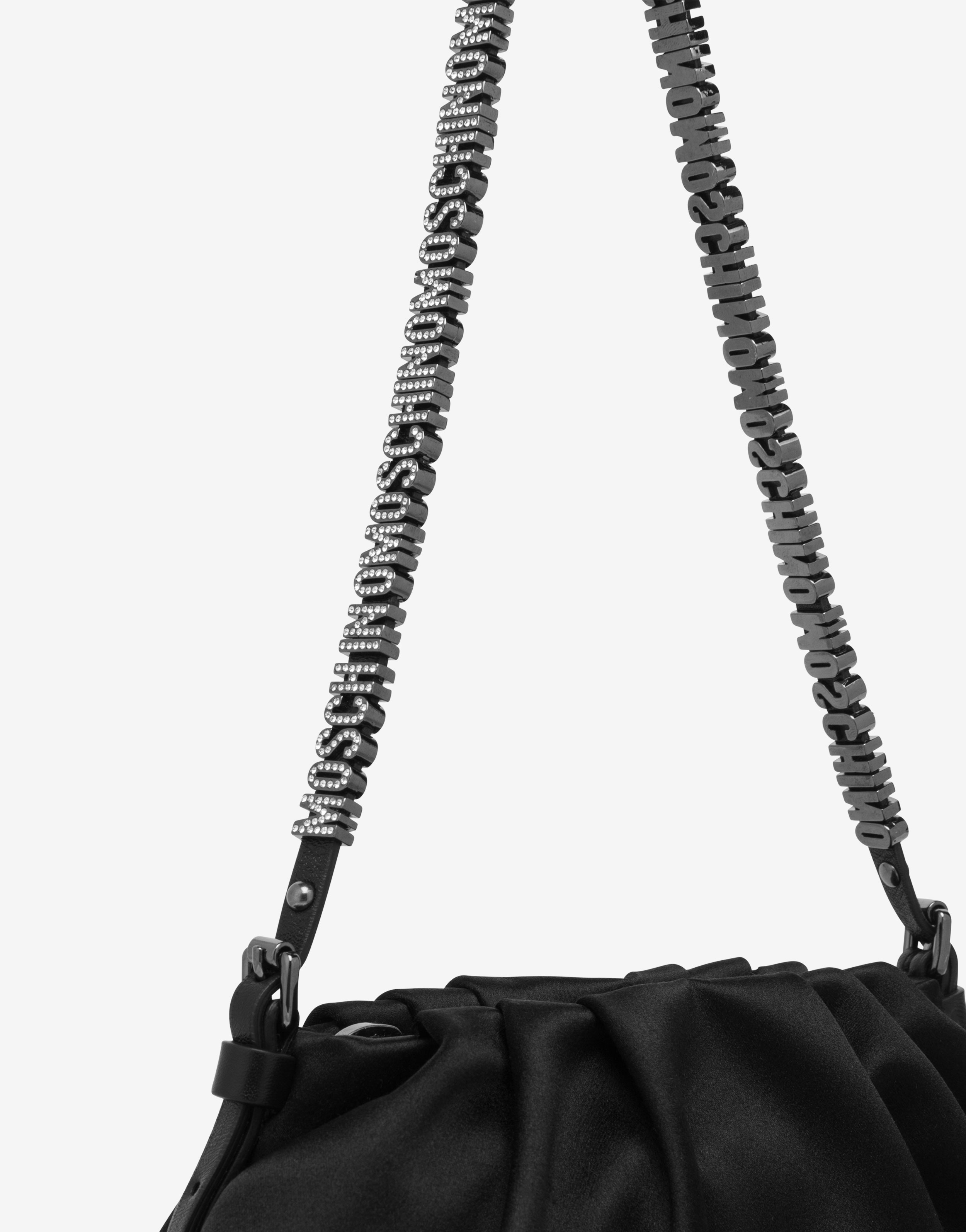 MINI LETTERING SATIN HOBO BAG 4