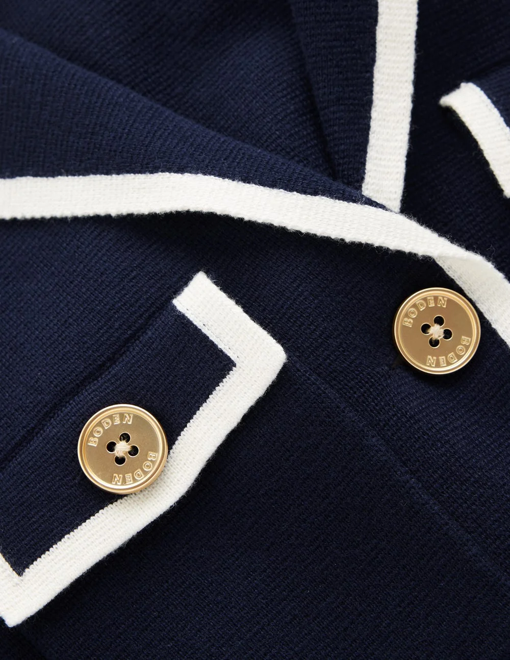 Phoebe Collared Knitted Jacket-Navy - 1