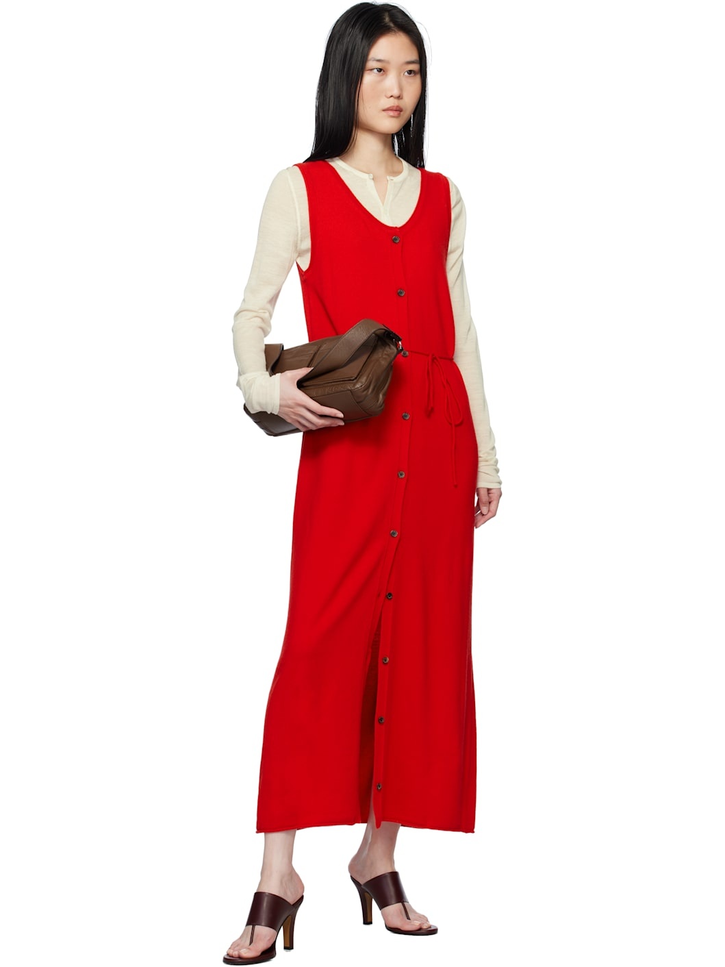 Red Knit Maxi Dress - 5