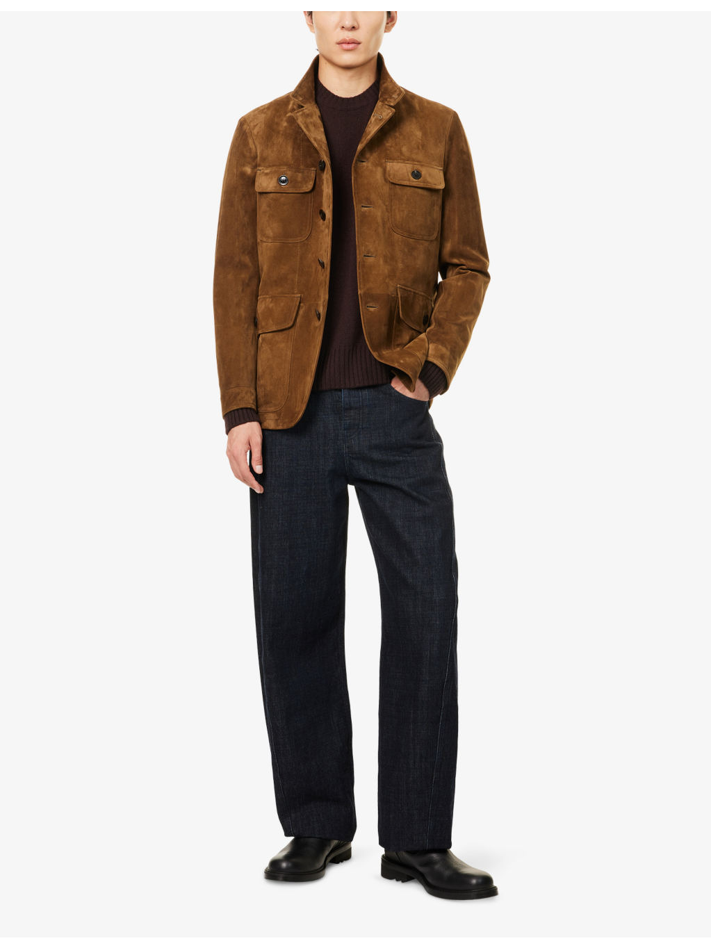 Military Flap-Pocket Suede Military Jacket - 2