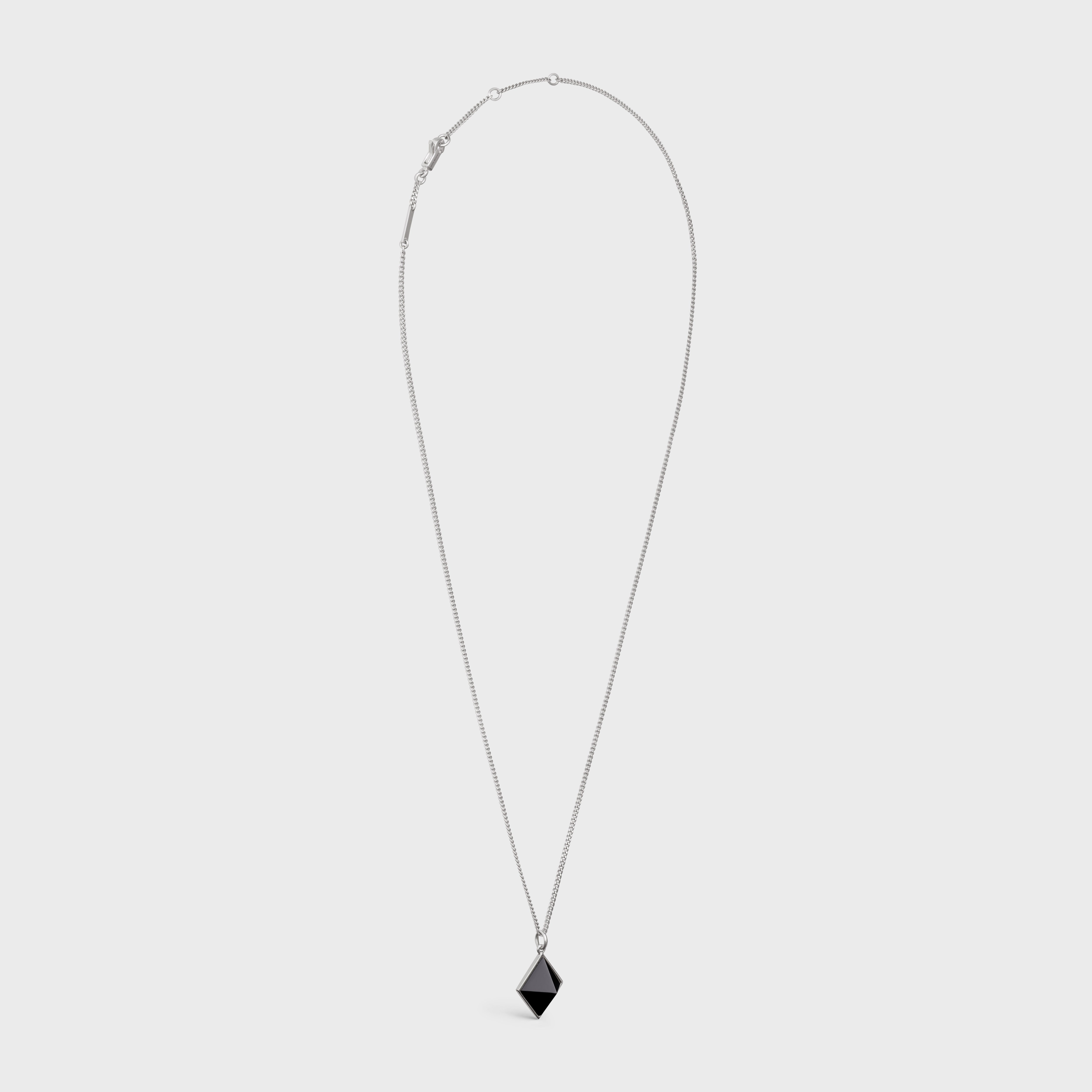 Celine Stud Necklace in Sterling Silver with Rhodium Finish and Onyx - 3