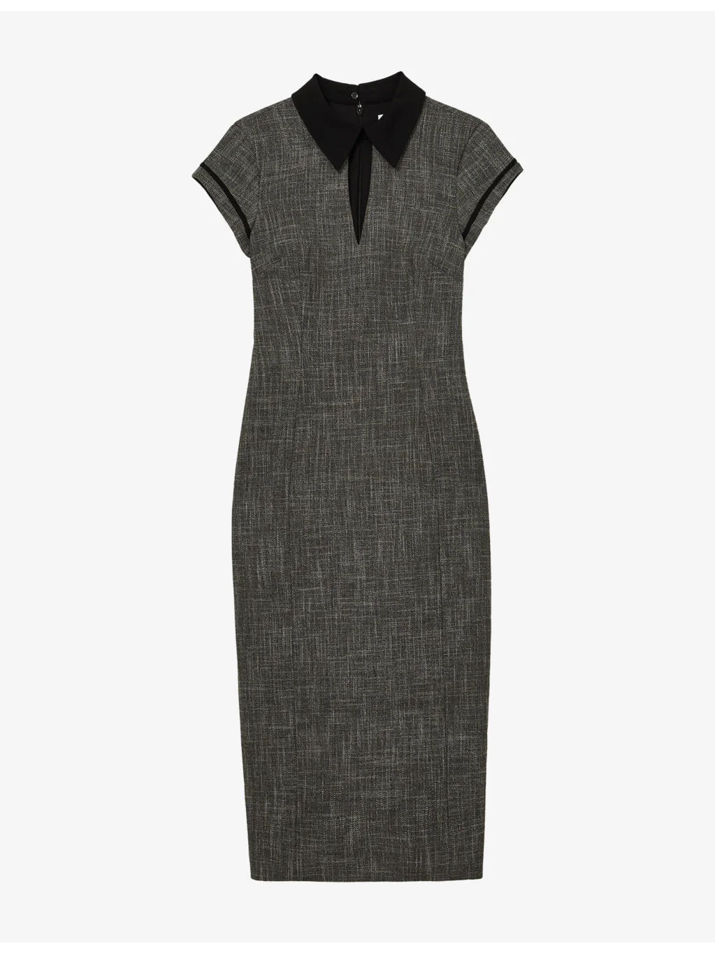 Ava Tailored Contrast-Collar Stretch-Woven Midi Dress - 1