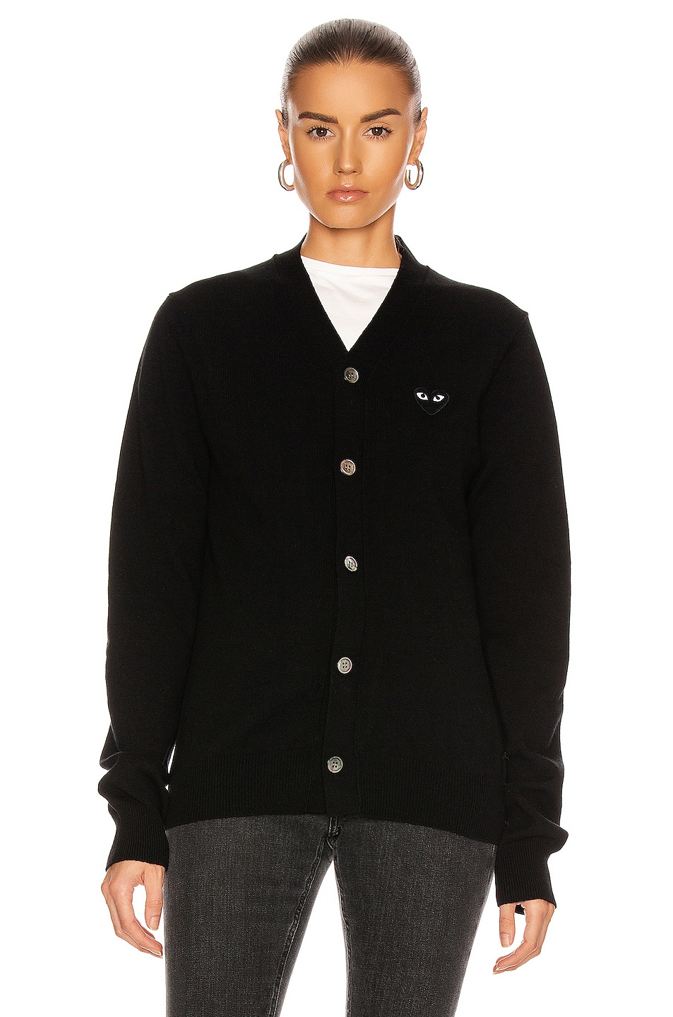 Wool Cardigan with Black Emblem - 2
