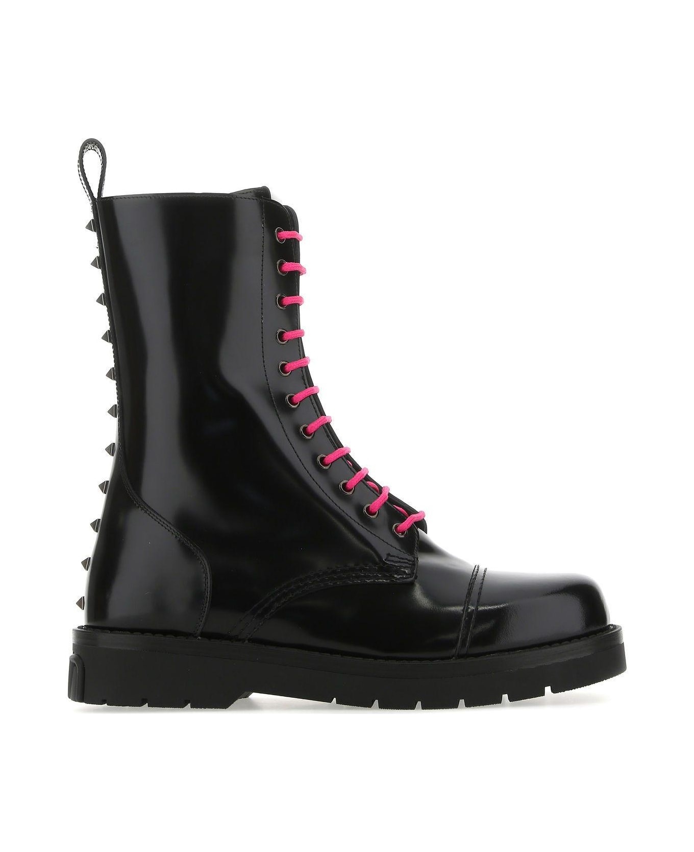 Black Leather Combat Boots - 1