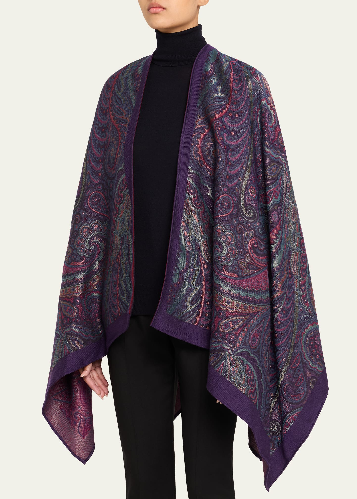 Wool-Blend Jacquard Cape - 4