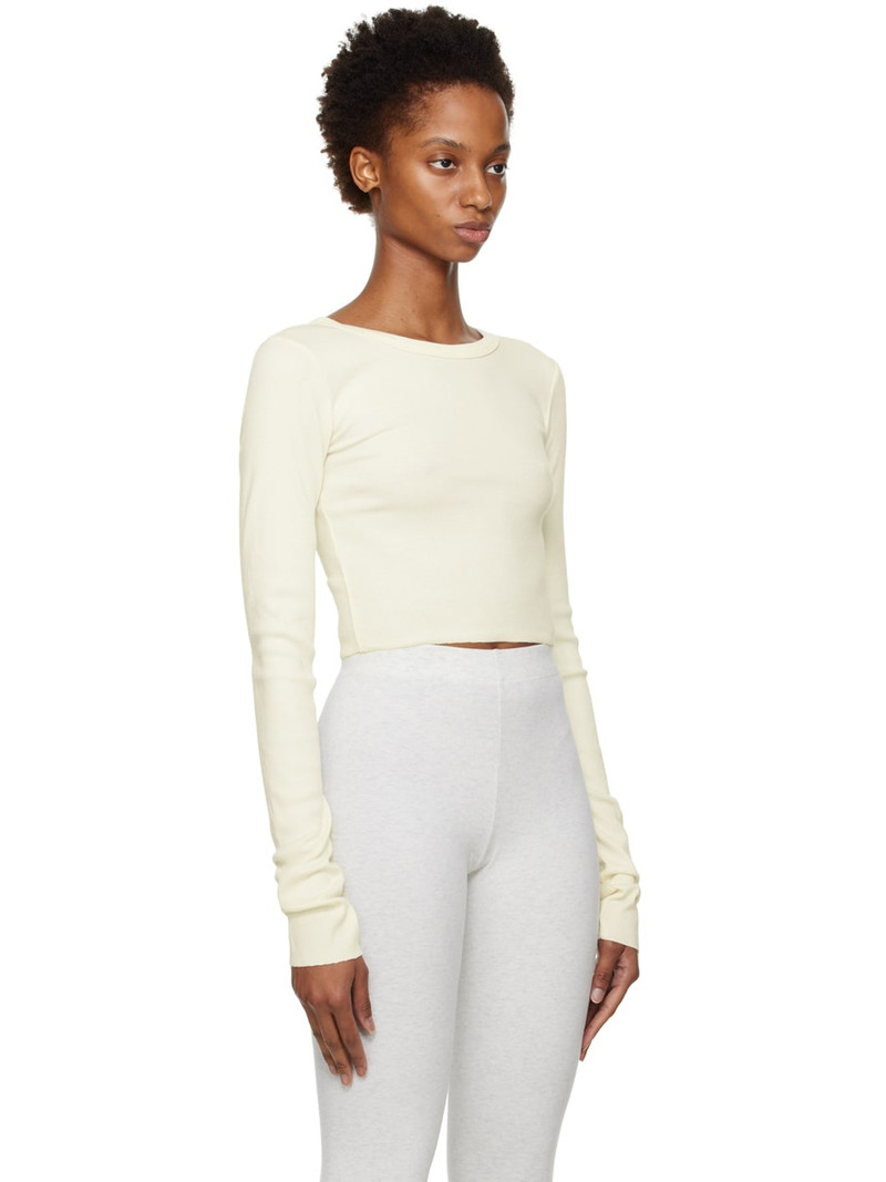 ÉTERNE Off-White Cropped Long Sleeve T-Shirt outlook